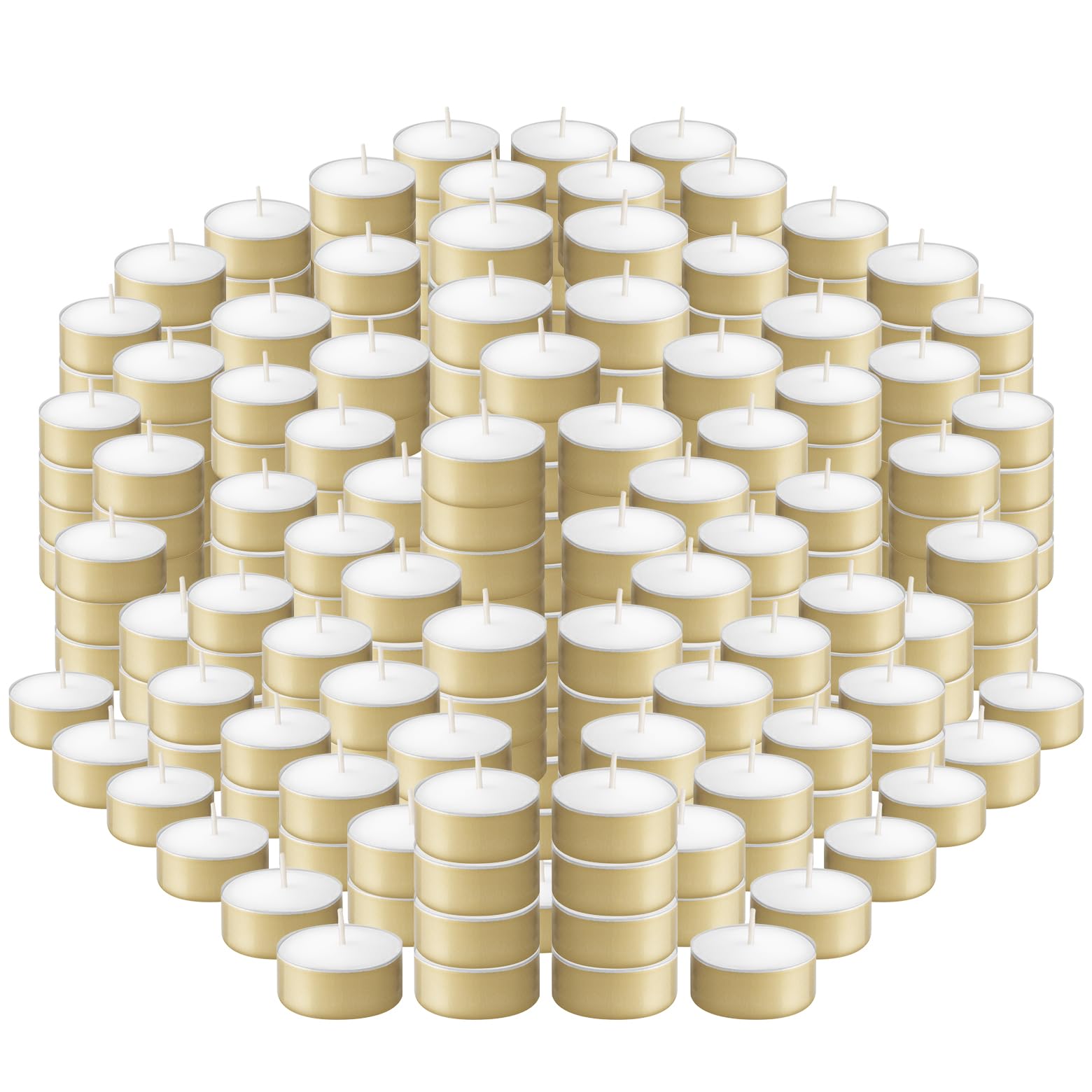 BOLSIUS Gold Unscented Tealight Candles  150 Count - Long Lasting  Smokeless Wax  Cotton Wicks  6 Hour Burn - Ideal for Parties  Weddings  Home Decor