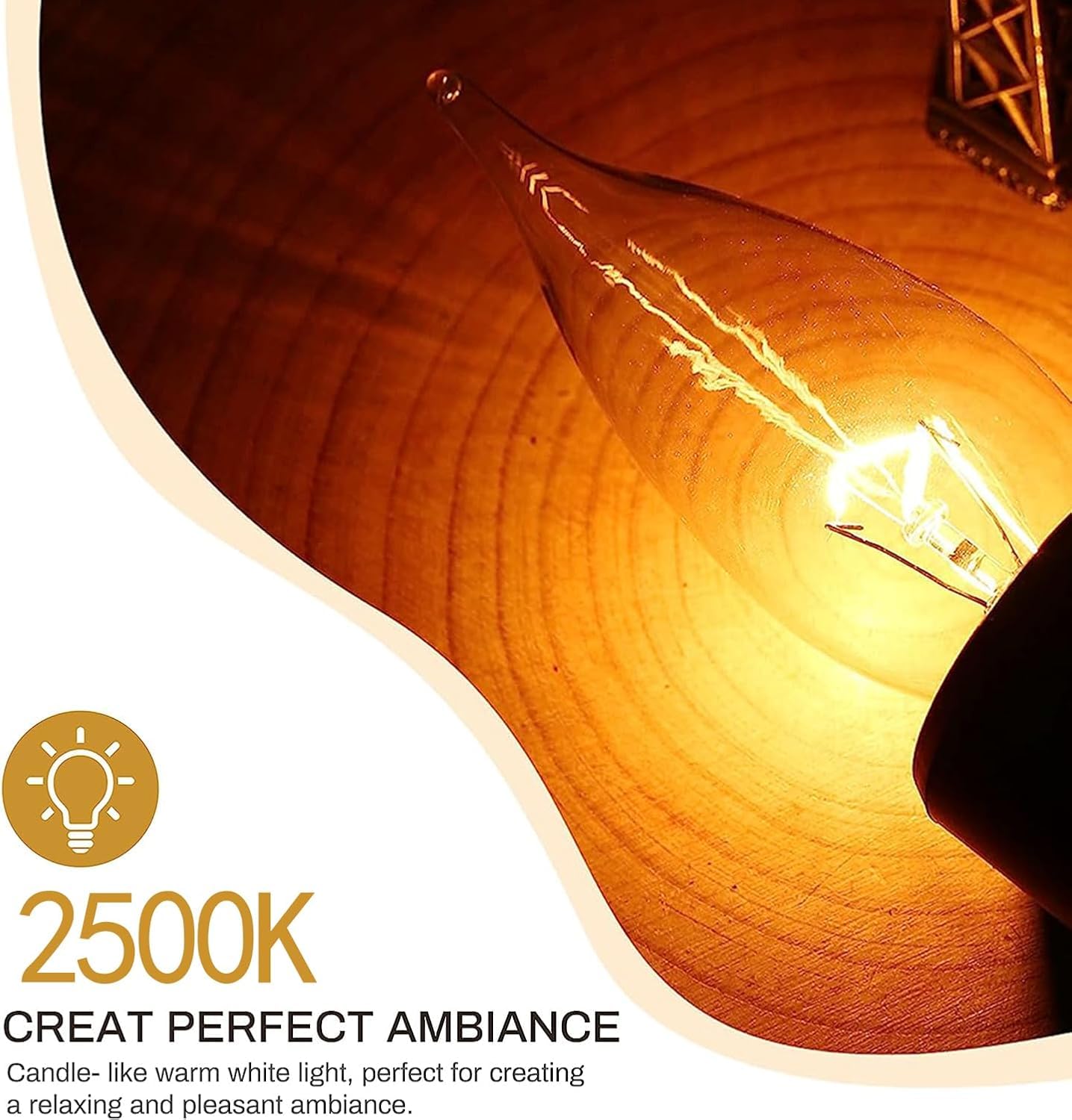 Seigun 12PC Candelabra Light Bulbs, 60W Clear E12 B10, Warm White 2700K, Dimmable, 600 Lumen, Glass