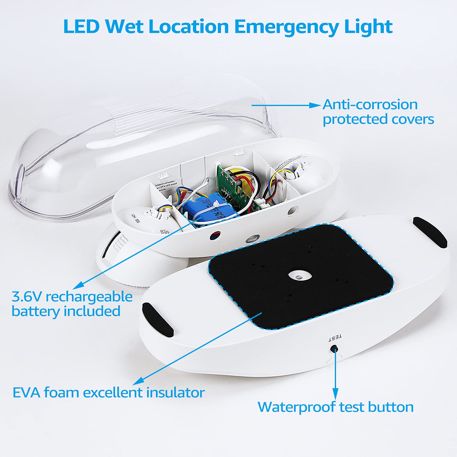 LEONLITE LED Emergency Exit Light, Battery Backup, UL Listed, 2 Pack, White, Model ZF3EML-4WWETWHT-2P