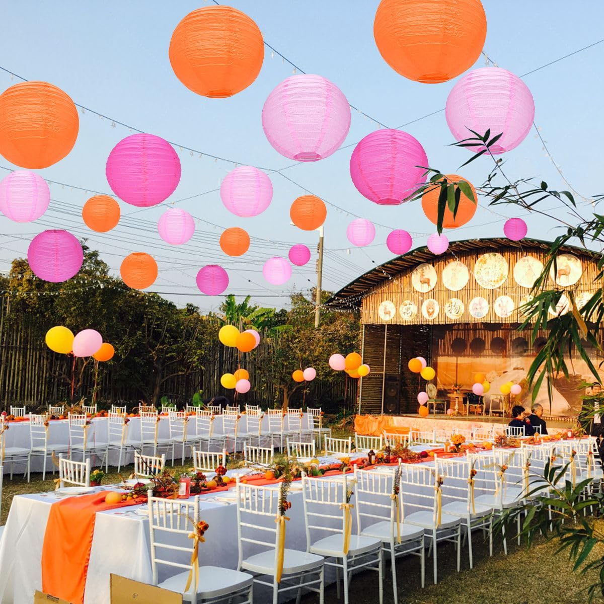Peywot Paper Lanterns 12Pcs Assorted Sizes 6in 8in 10in 12in in 3 Colors for Home Decor, Weddings, Parties, Model ST-D