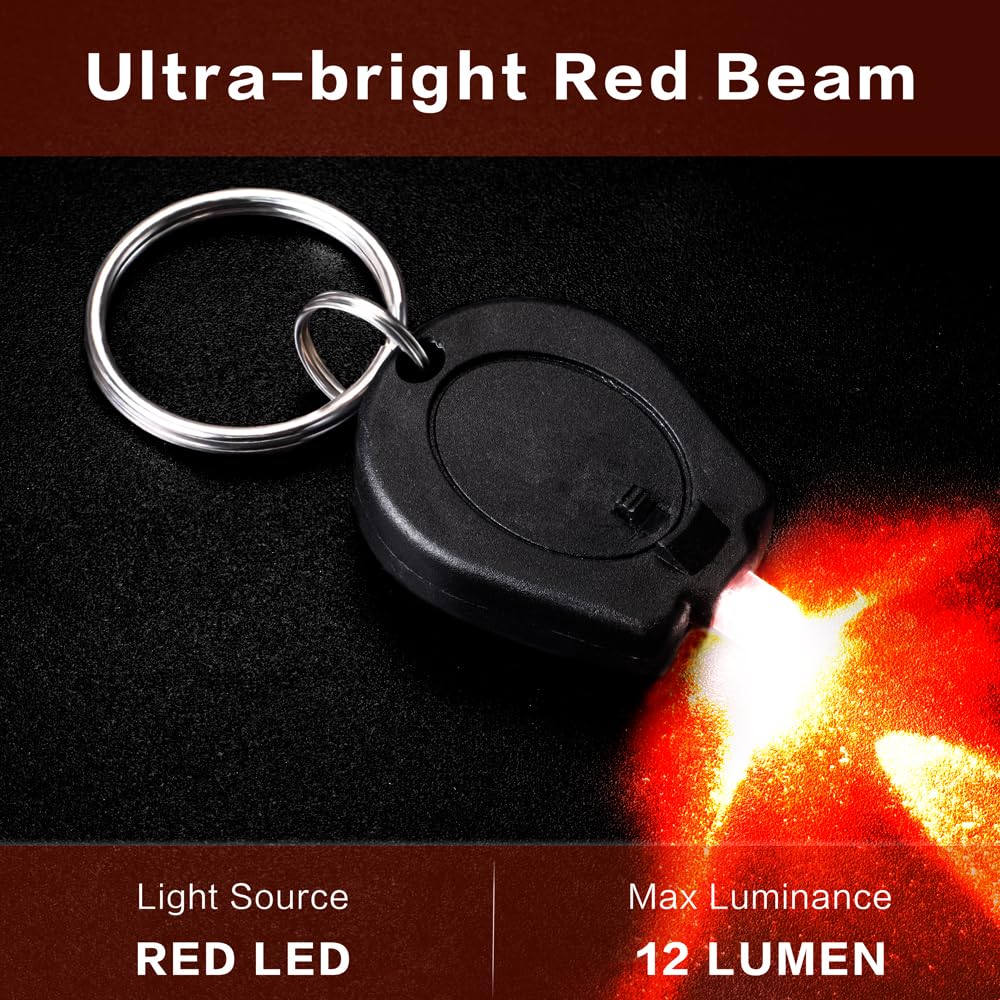 Raysoar 6 Pack Ultra Bright Red Led Keychain Flashlight, Mini Red Keychain Flashlight For Night Observation