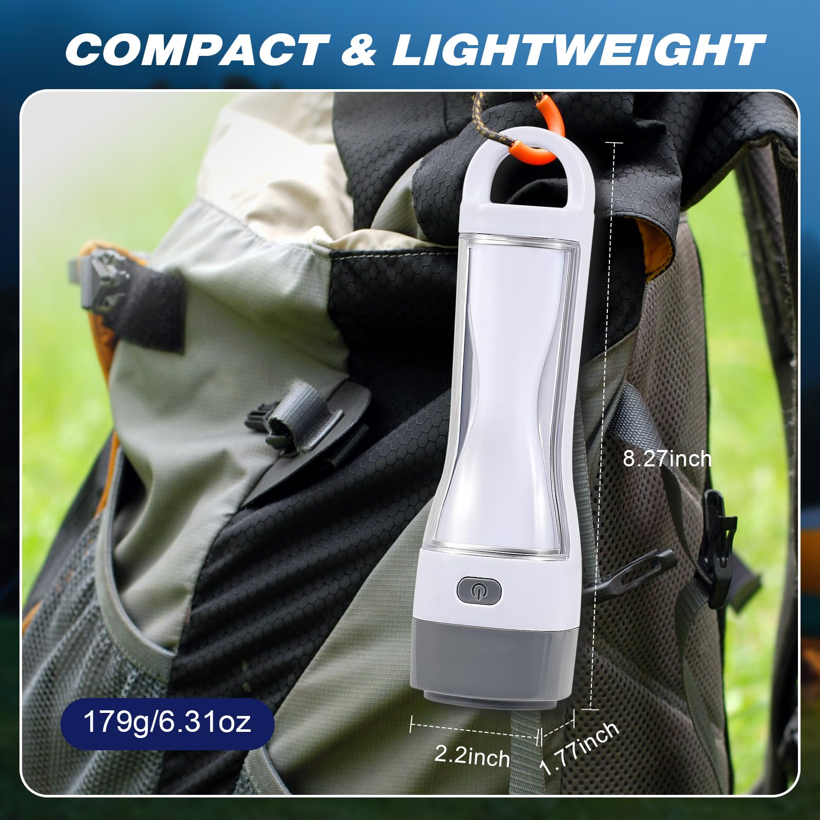 TANSOREN Solar LED Flashlight, Rechargeable, 5 Modes, High Lumens, 1 Pack, White, Model TSRFLF1
