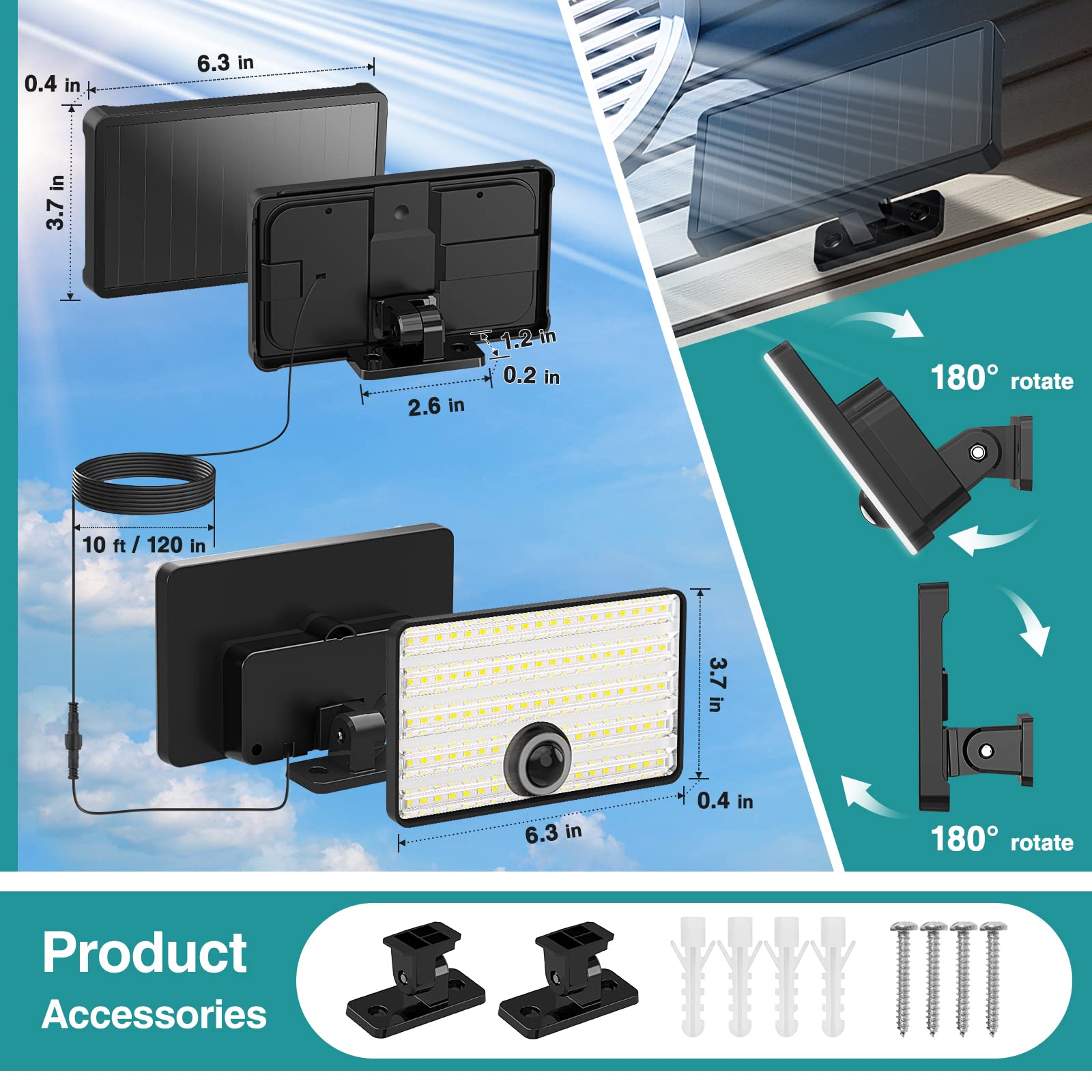 Anerbili Motion Sensor Outdoor Lights, 2000 Lumens, Waterproof, Wall Mount, Upgrade 2 Pack, Black, Model TYD102