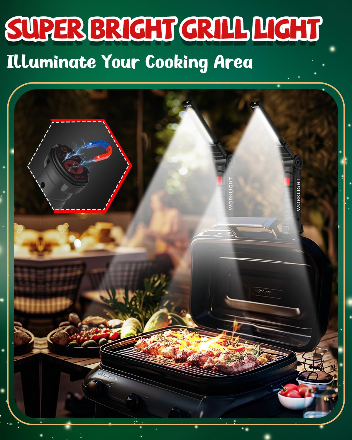 Coquimbo Tool Gifts For Men Him, Rechargeable Led Work Light Grill Light With Magnetic Base 5 Modes 360? Rotate Mens Gifts (4 Pa