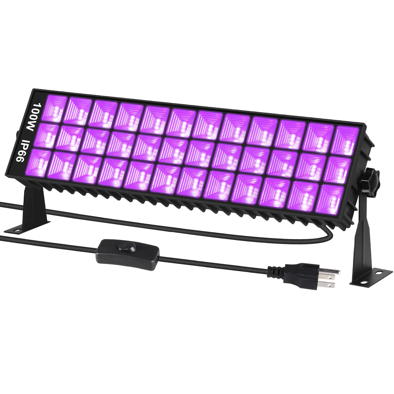 ISUERFY 100W Black Light Bar IP66 Waterproof LED, 1 Count, Purple, Model SUER-FL100W-1Pack, Indoor/Outdoor Use, 6ft Cord