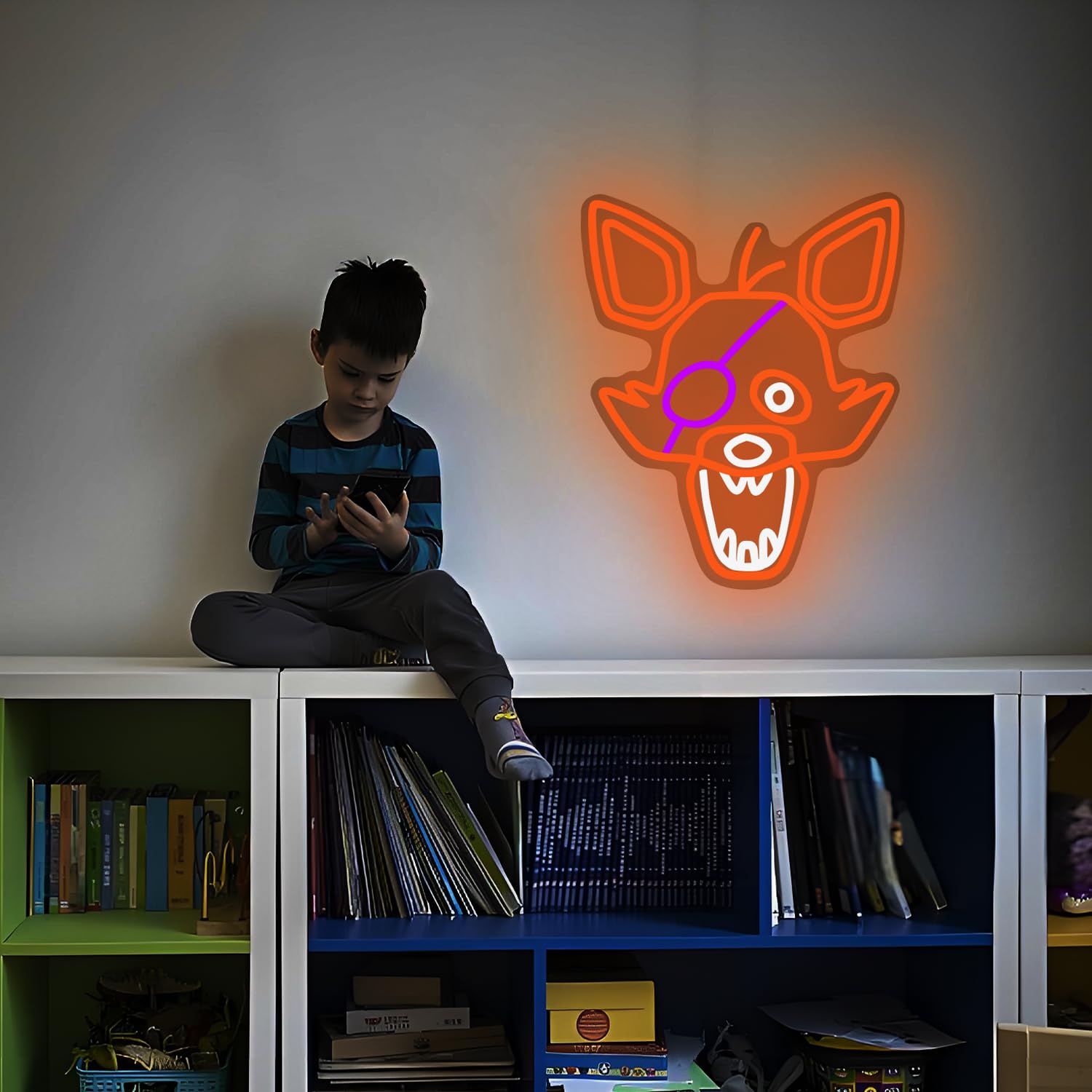 Five Nights Fox neon sign is suitable for wall decoration,Anime neon bedroom LED Fnaf neon sign, birthday, Christmas gift for ki