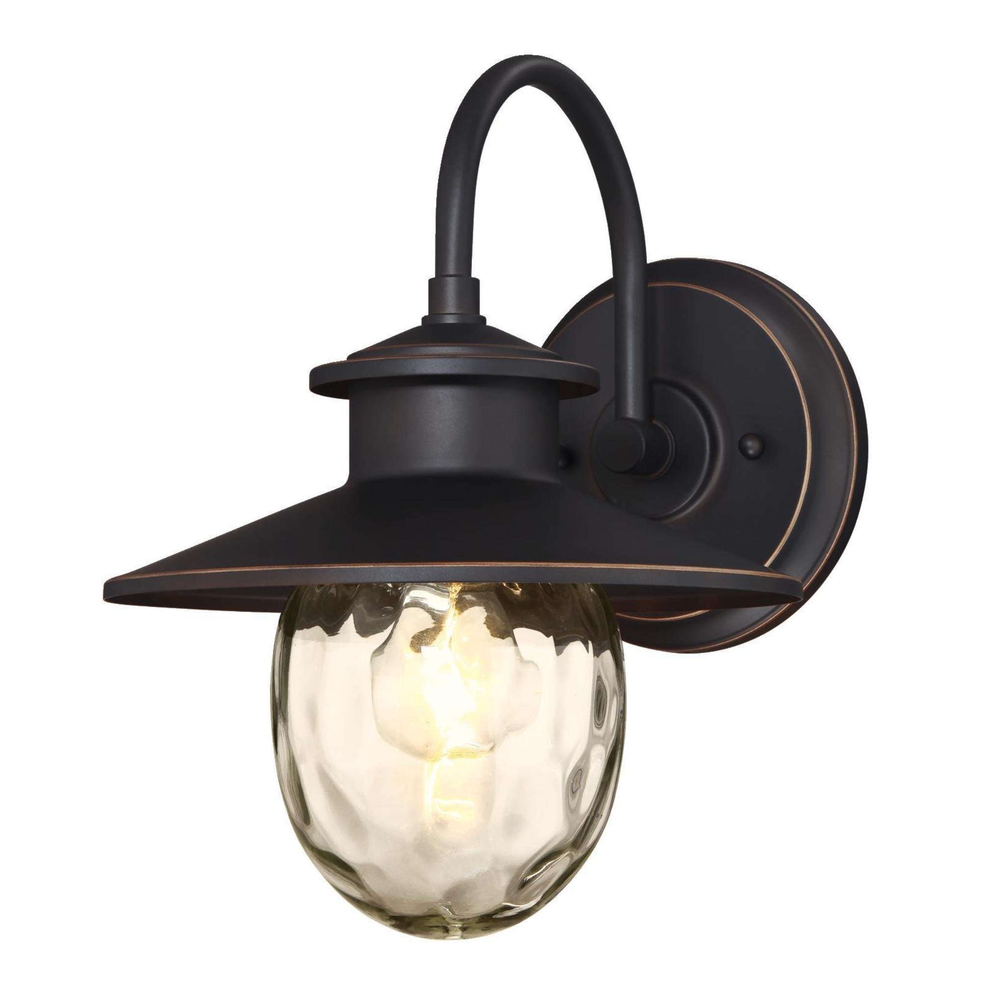 Westinghouse One-Light Outdoor Wall Fixture, Alloy Steel, Oil Rubbed Bronze, Model 6313100, Clear Water Glass, 1 Wall Fixture