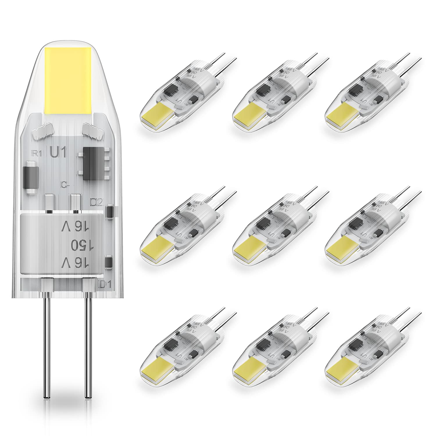 Yuiip G4 Led Bulb Ac/Dc 12V 1.2W (10W Halogen Bulb Replacement), 6000K Daylight White Jc G4 Bi Pin Light Bulbs For Under Cabinet