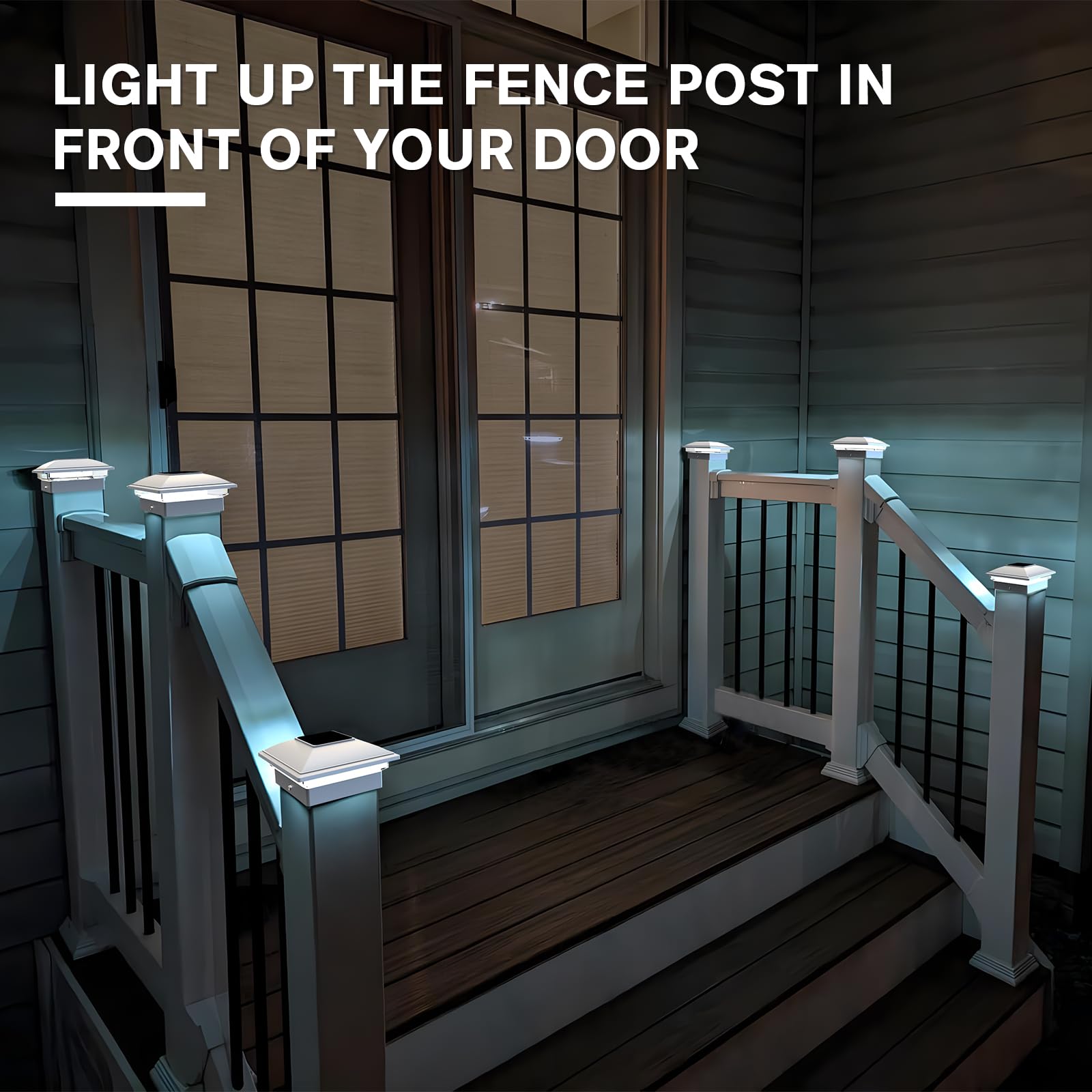 Volisun Solar Post Cap Light Outdoor - Fence Lights Waterproof For 4X4/5X5/6X6 Wooden/Vinyl Posts, White Deck Solar Powered Warm
