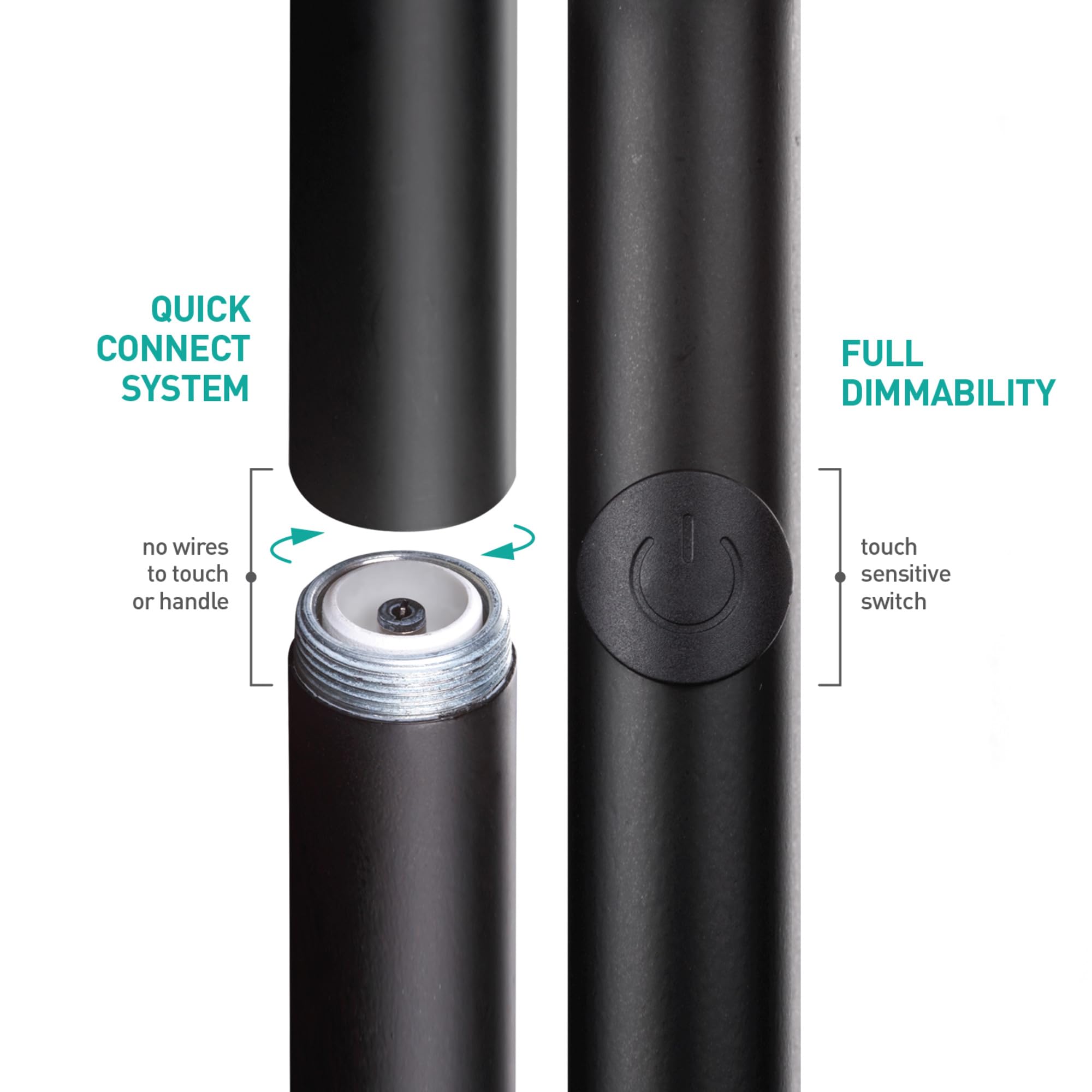 Globe Electric LED Torchiere Floor Lamp, 43W, 3010 Lumens, Energy Star, Dimmable, Matte Black, 70.9" - Model 12784