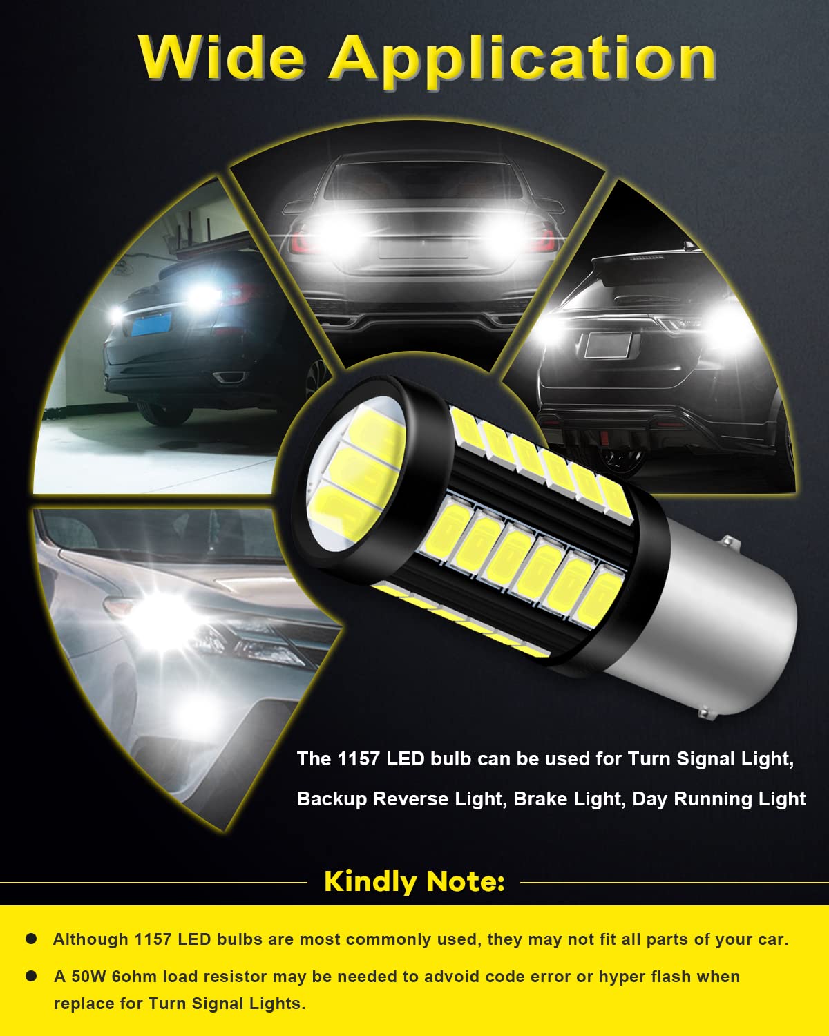 Qoope 1157 Led Bulb White 2357 2057 7528 Bay15D Bulbs Replacement For Brake/Tail Lights  Back Up Reverse Lights  Turn Signal Light  Rv Camper Trailer Light (Pack Of 10)