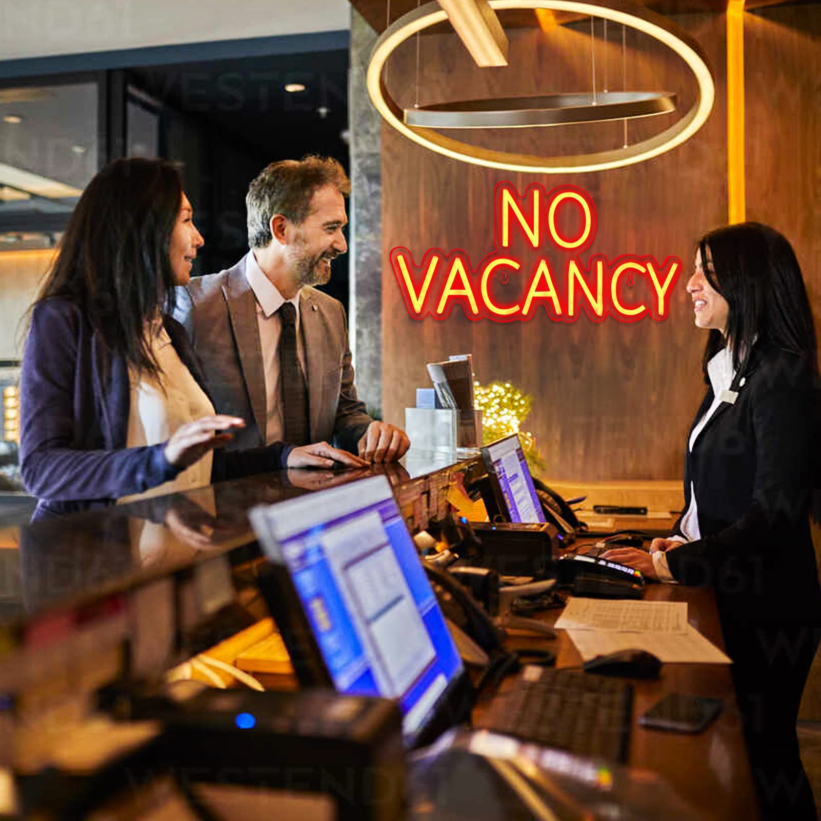 JFLLamp NO VACANCY Neon Sign - 16x7.3 Inch LED Wall Decor for Bedroom & Business, Unique Gift, 5V Adapter Included