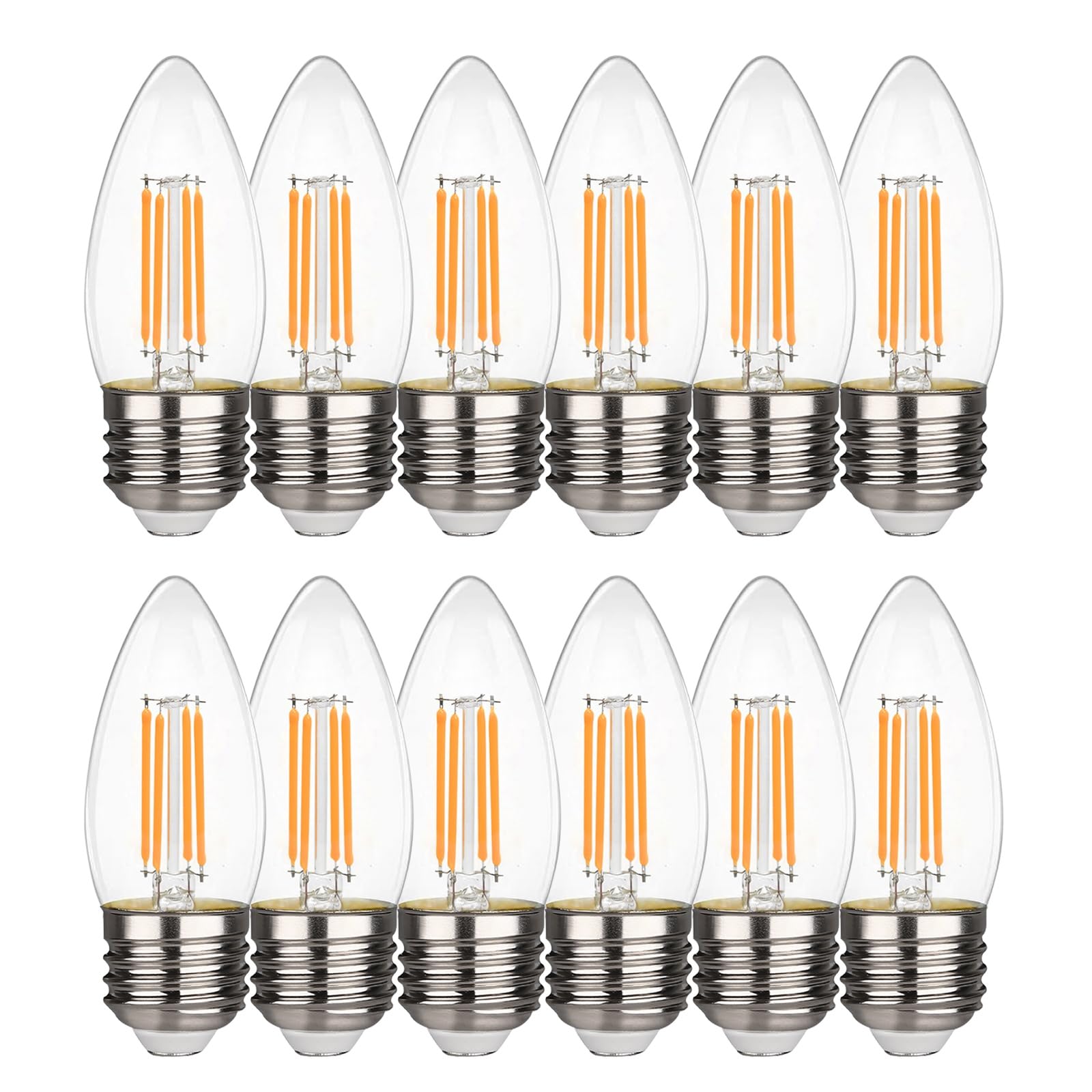 Yimilite 12 Pack B11 E26 Led Candelabra Bulbs 4.5W(40 Watt Equivalent) 2700K Warm White 450Lm Dimmable Led Filament Chandelier L