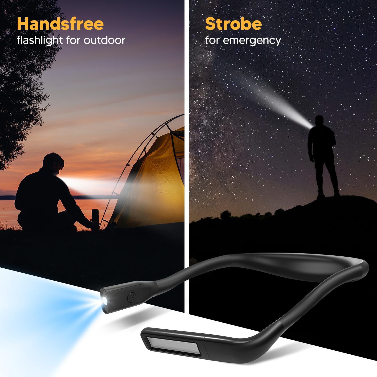 Neck Reading Light Book Lovers Gifts, Rechargeable 2000Mah 10-80Hrs Eye-Friendly Wide Lamp Book Light, Birthday Christmas Stocking Stuffers For Men Women Readers, Camping Knitting Crochet Accessories