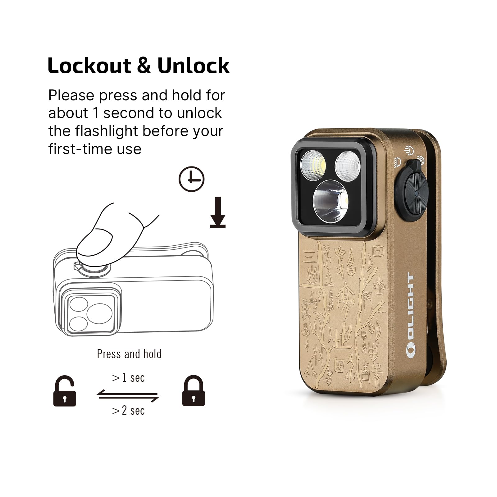 OLIGHT Oclip Pro Flashlight, Rechargeable 500 Lumens, Magnetic, Type-C Charging, Desert Tan