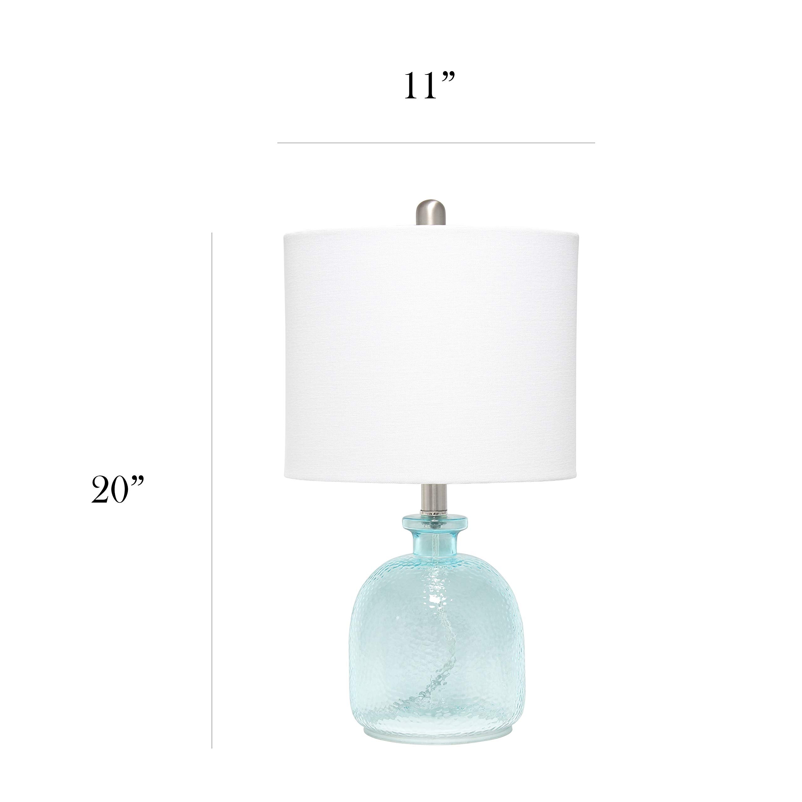 Elegant Designs LT3335-CBL Textured Glass Table Lamp Pack of 4 Clear Blue & White