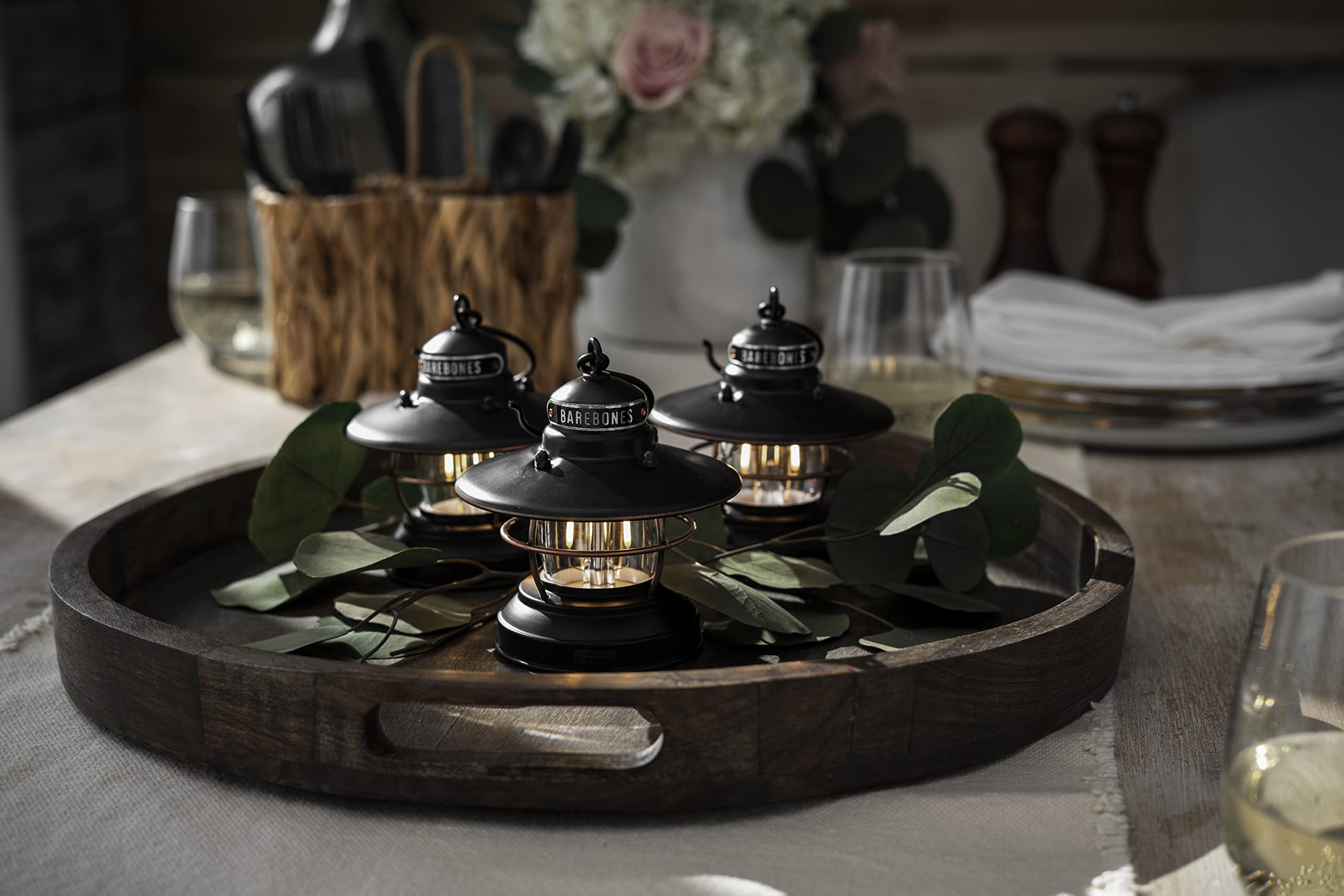 Barebones Edison Mini Lantern - 3 Packs Antique Bronze, Vintage Led Camping Lantern With Adjustable Brightness - Compact Weather
