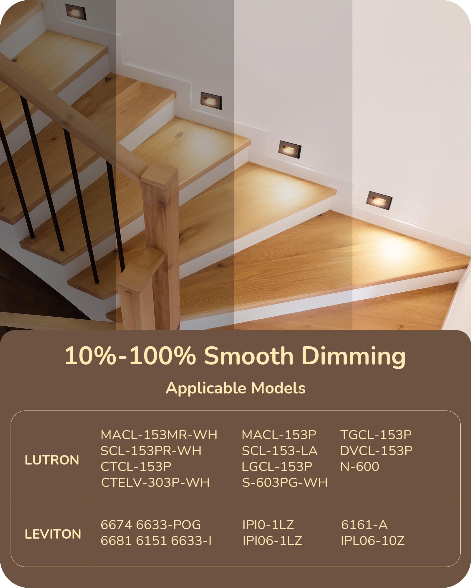 EDISHINE LED Stair Lights, 2.5W 150LM, 3CCT Dimmable, IP65 Waterproof, Oil-Rubber Bronze, Aluminum, Model HGSL12B,