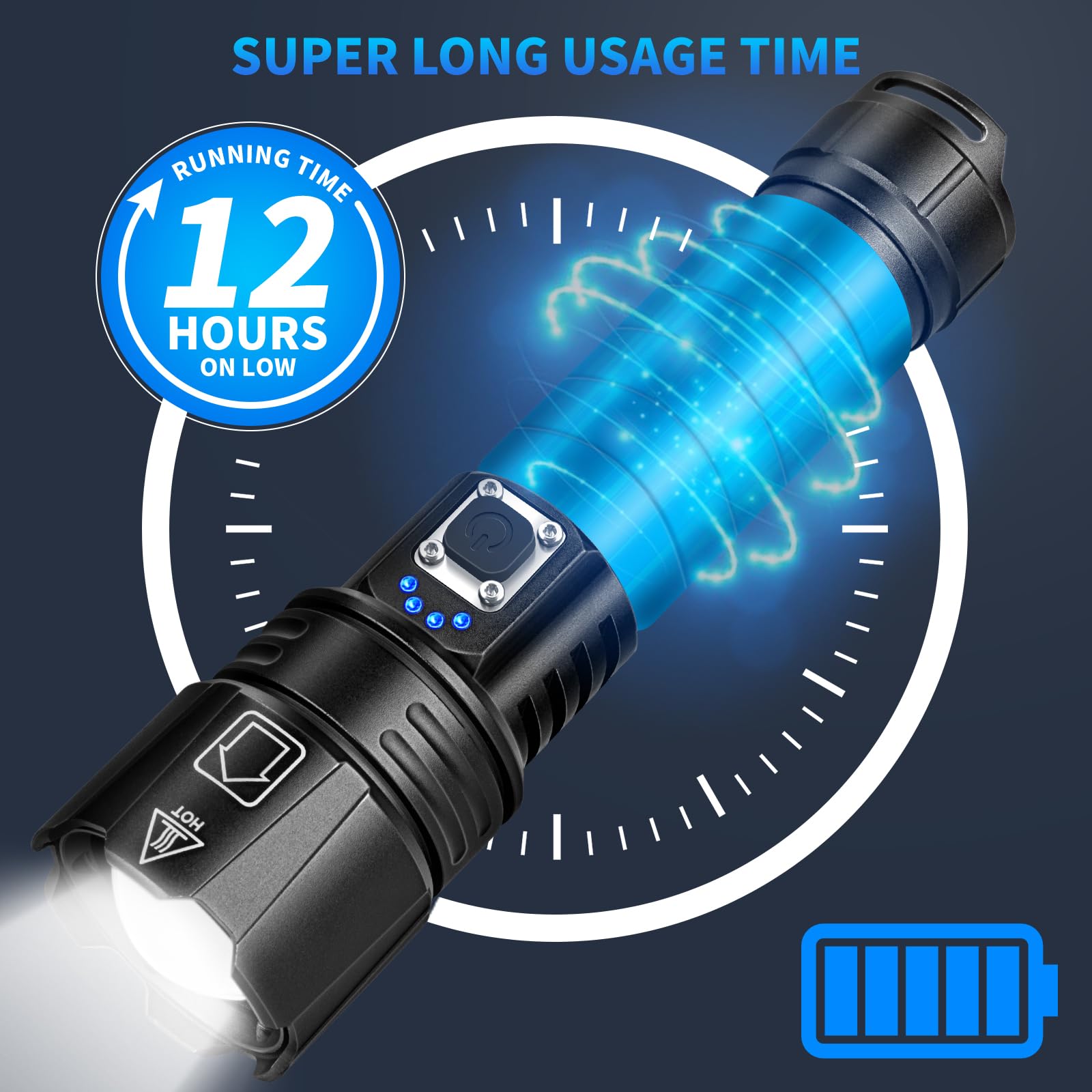 Rechargeable Flashlights High Lumens, 990,000 Lumen Super Bright Led Flashlight With 5 Modes & 12H Long Runtime, Powerful Handhe