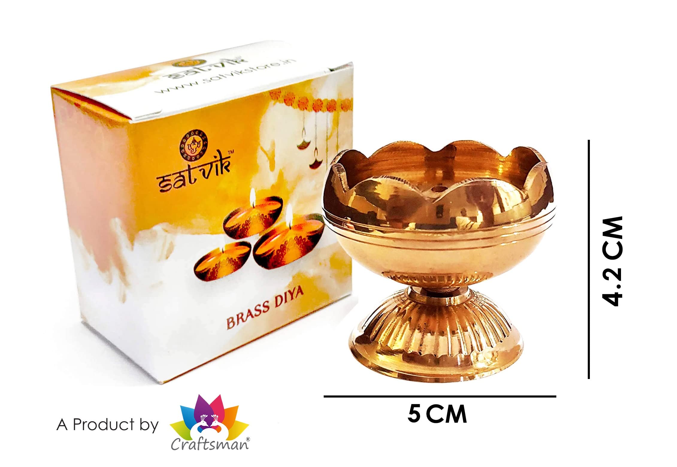 SATVIK 20 Pc Brass Diya (Big) for Diwali Decoration. Handmade Oil Lamp with Golden Engraved Made of Virgin Brass Metal. Diwali D