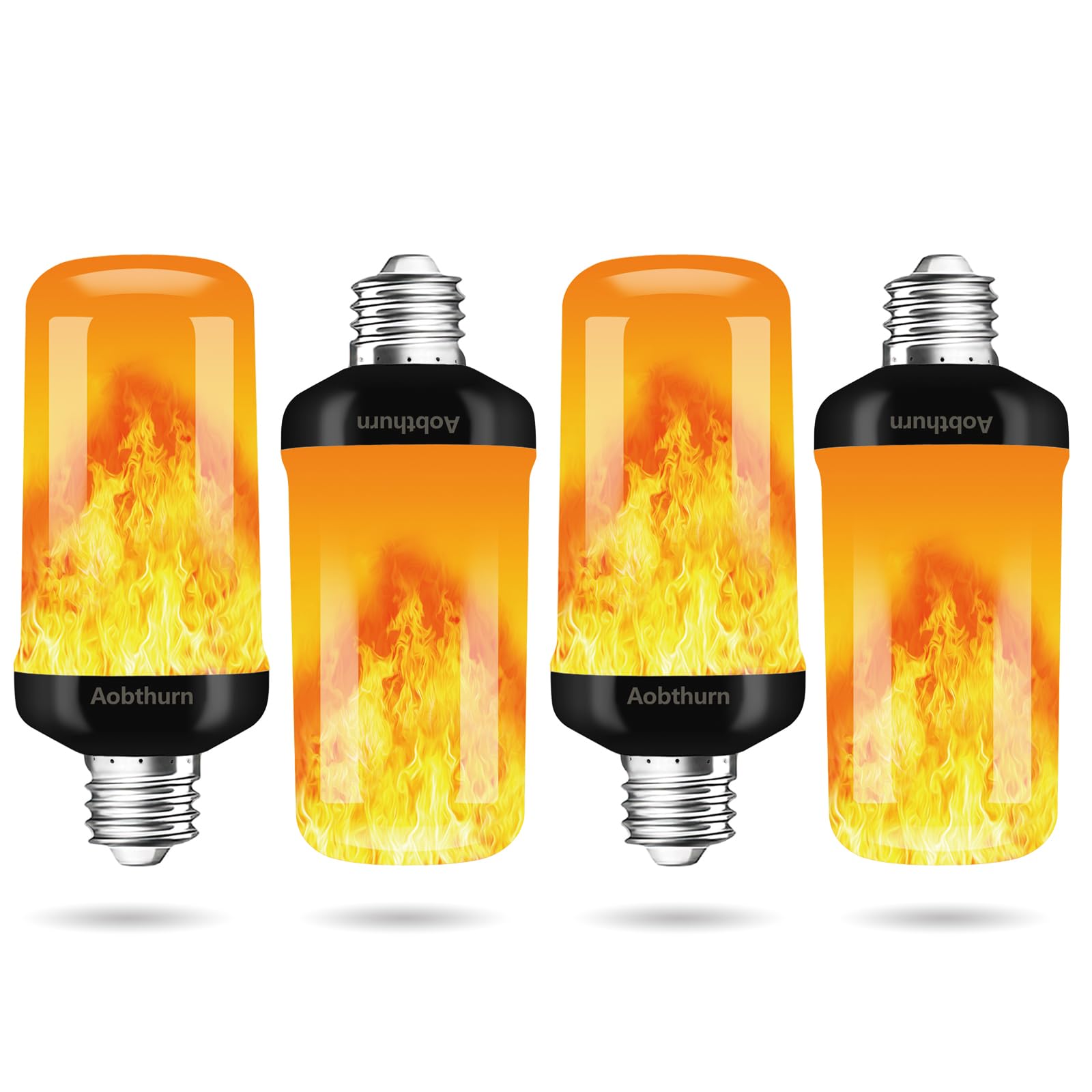 Aobthurn Flame Light Bulbs, 4 Modes Led Flame Effect Light Bulb, E26 Base Flickering Light Bulb With Gravity Sensor,Flickering L