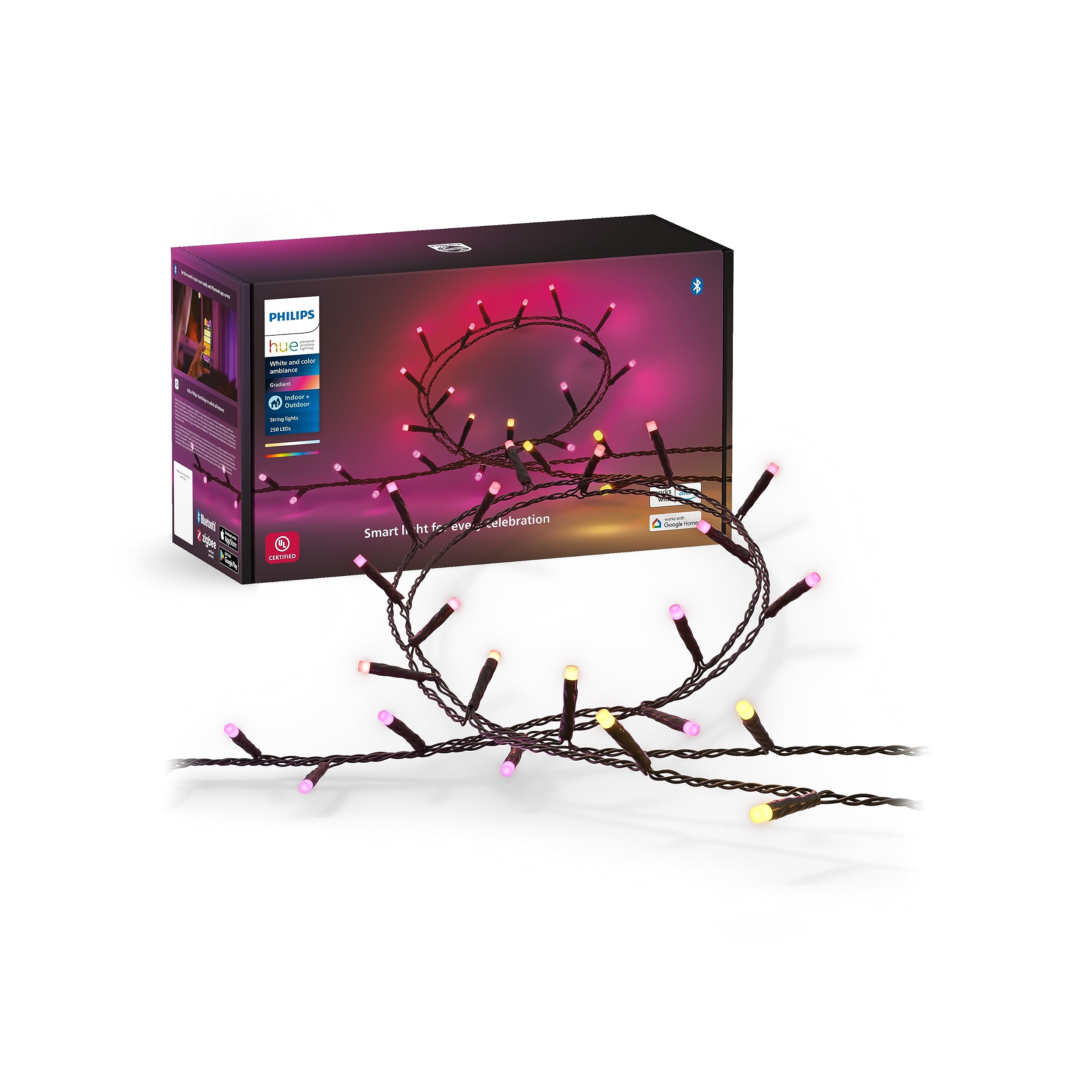 Philips Hue Festavia String Lights - 250 Mini Color Changing LEDs - 65ft - Weatherproof - Multicolor - Model 929003674401