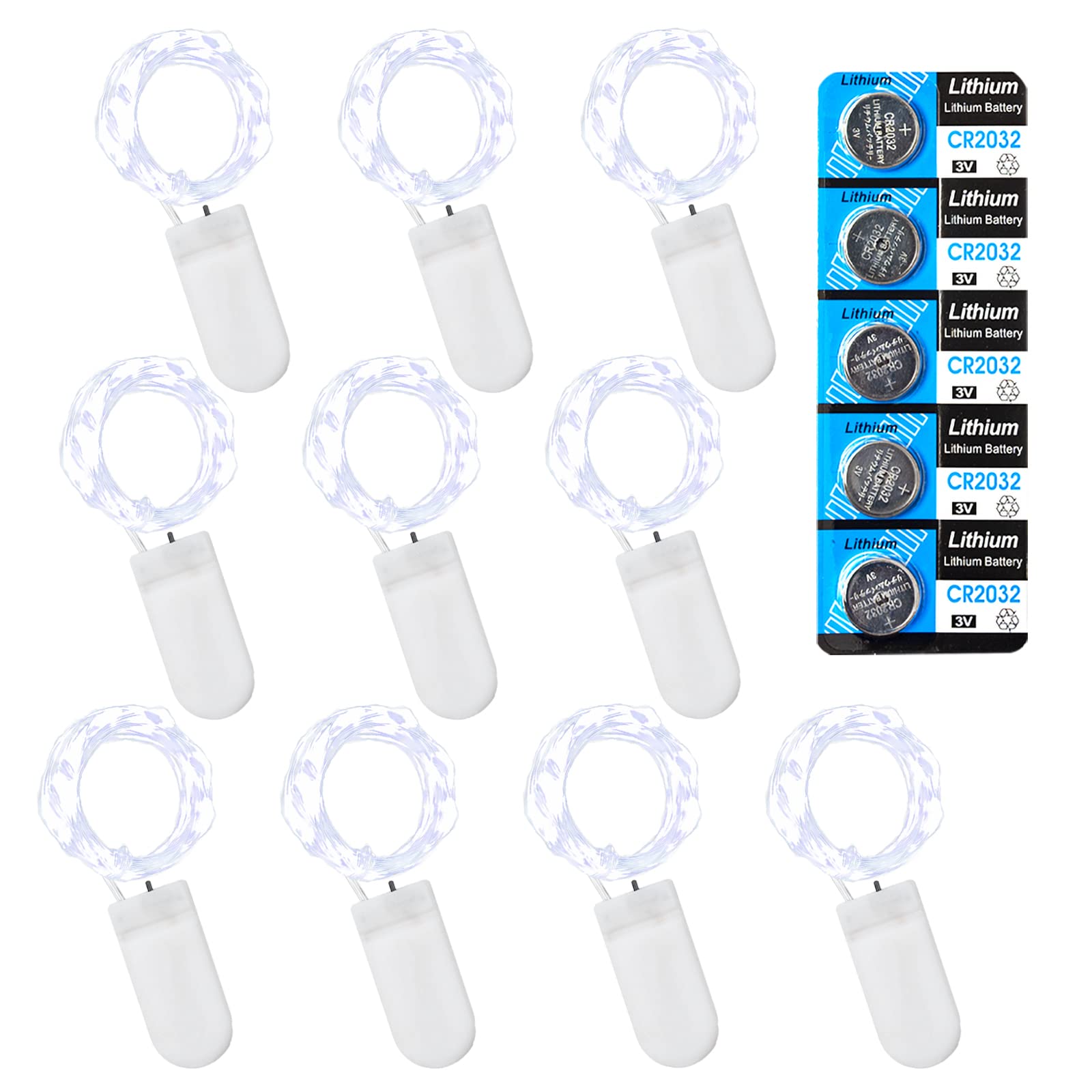 Etinga 10 Pack Fairy Lights Battery Operated String Lights, 10 Led On 3.3Ft Silvery Copper Wire,For Flowers Gift Box Wedding Party Christmas Decoration (10 Pack, Cool White)