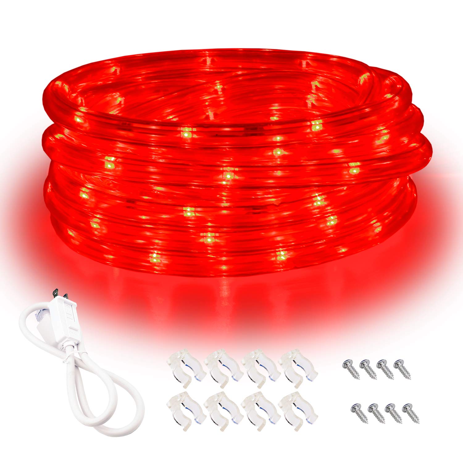 Areful Red LED Rope Lights, 16ft Waterproof Flexible Strip Lighting, 3528 LEDs, High Brightness, Model LED-MLF-2W-16FT-EX-R-1.