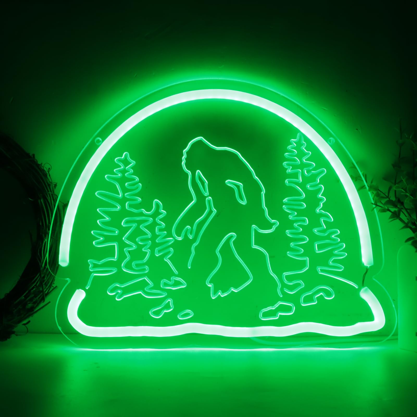 Pinlangdou Sasquatch Neon Sign Acrylic Light for Bedroom, Hallway, Garage Decor, Green Model for Kids and Fans
