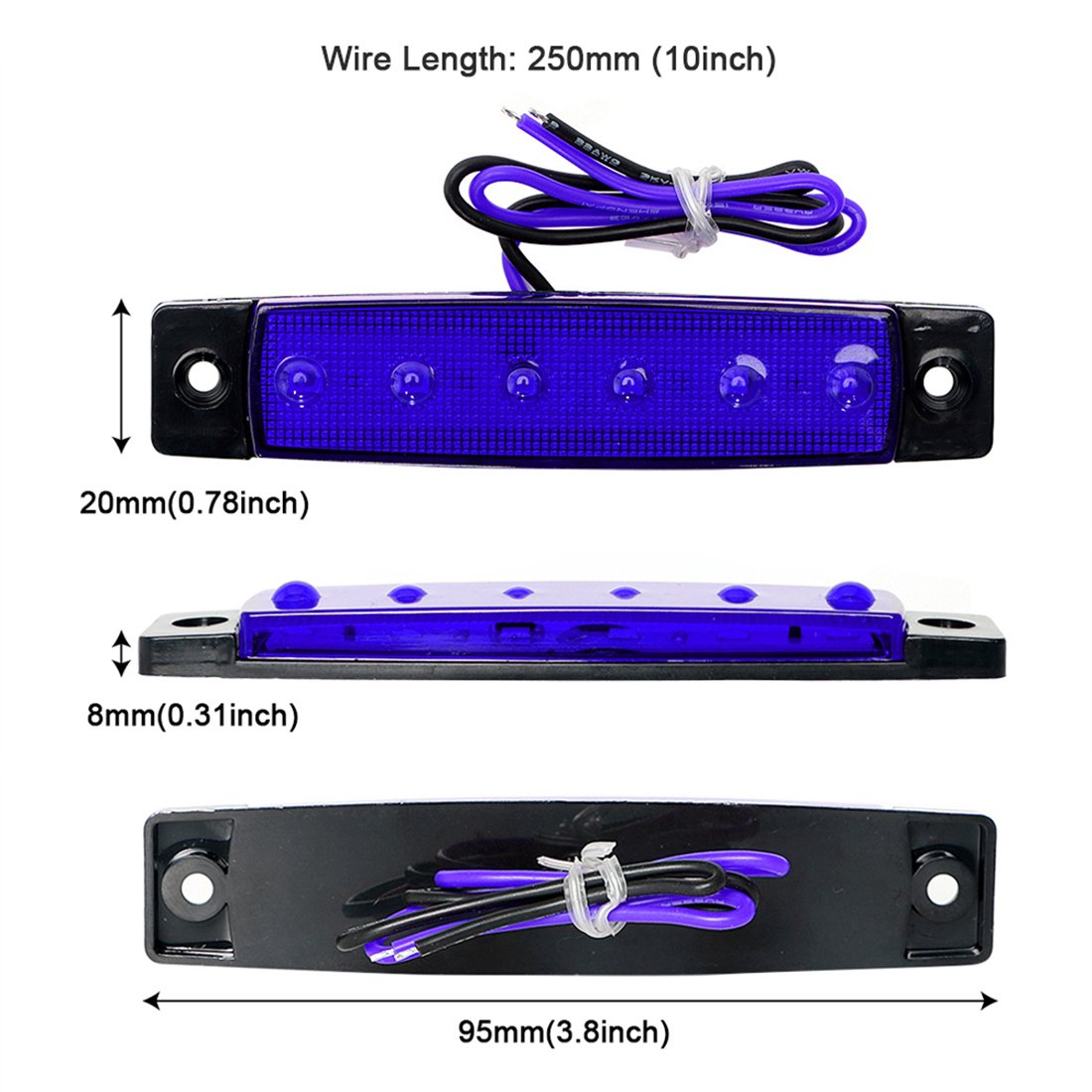 Shangyuan LED Boat Lights, Slim Strip Bar Light, ABS, Blue, Pack of 2, Model 8868789, Perfect for Cockpit and Navigation Lighting