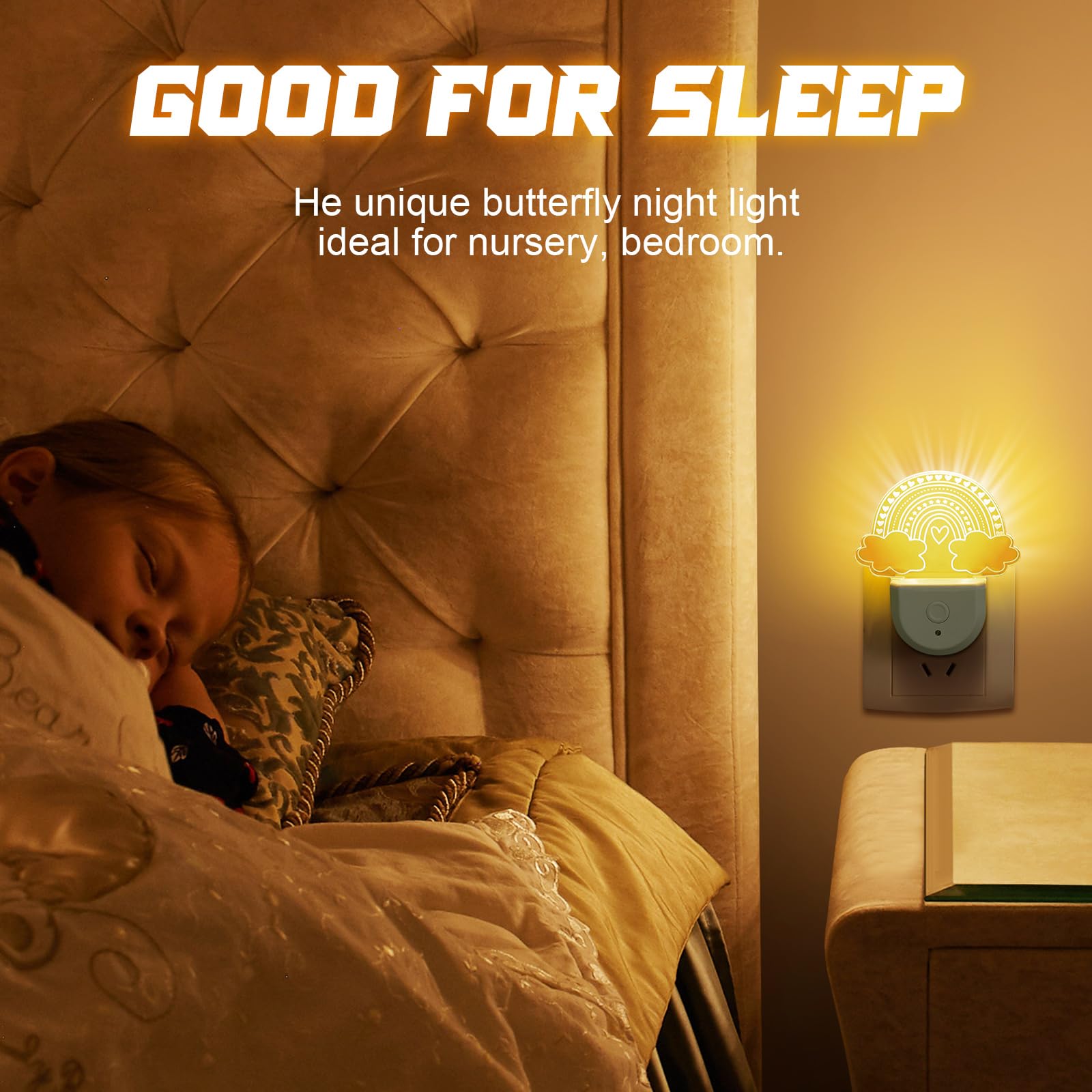 Rossesay 2 Pcs Night Light For Kids Night Light Plug Into Wall Fairy Led Light Dusk To Dawn 6 Rgb Cloros Change For Children Gir