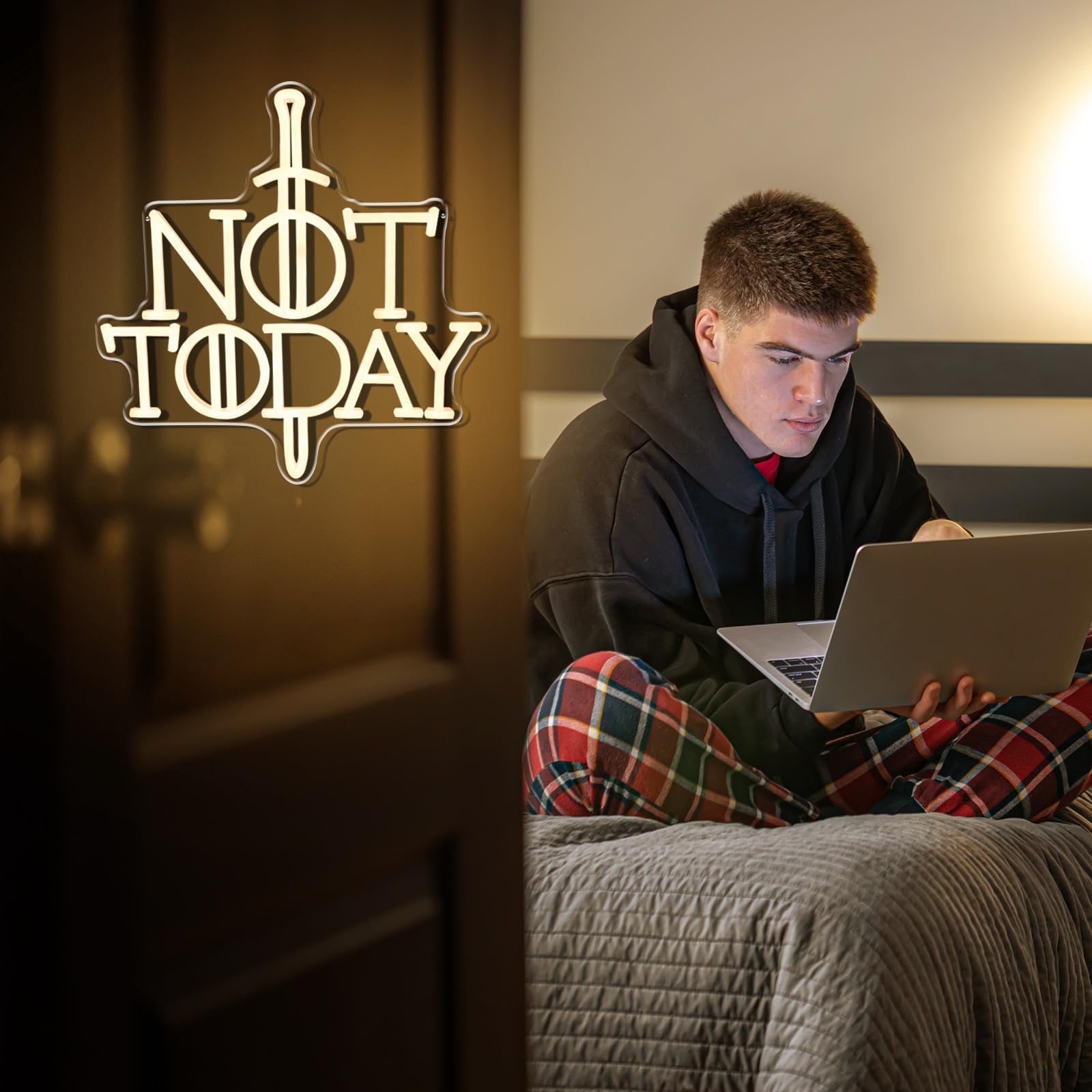 Not Today Neon Sign Sword Neon Light For Wall Decor Anime Game Led Sign Kids Gift Bedroom Party Dorm For Man Cave Living Room Christmas Party