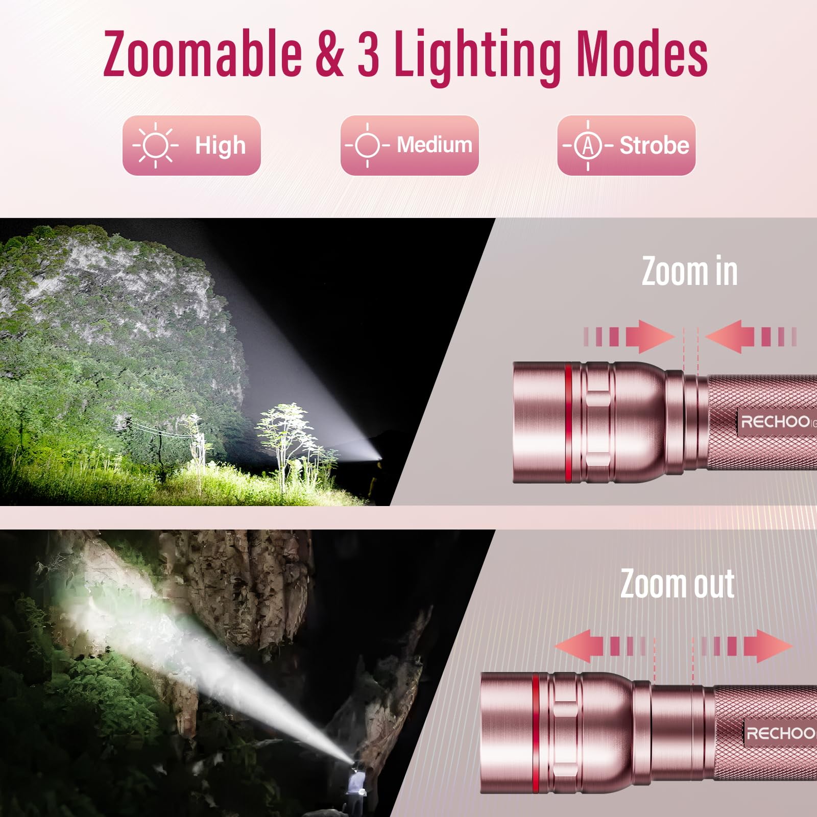 Rechargeable Flashlights High Lumens, G1000 Super Bright Flash Light 2 Pack, Small Zoomable Led Flashlight With 3 Lighting Modes