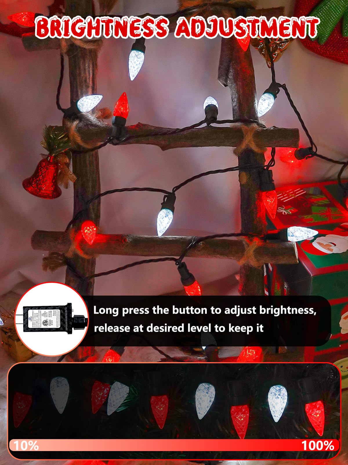 240 Led 78Ft C6 Christmas String Lights  Super Long Christmas Lights Outdoor Indoor With 13 Modes & Timer  Waterproof Fairy Twinkle Light Plug In For Tree Garden Party Xmas Decorations (Red & White)