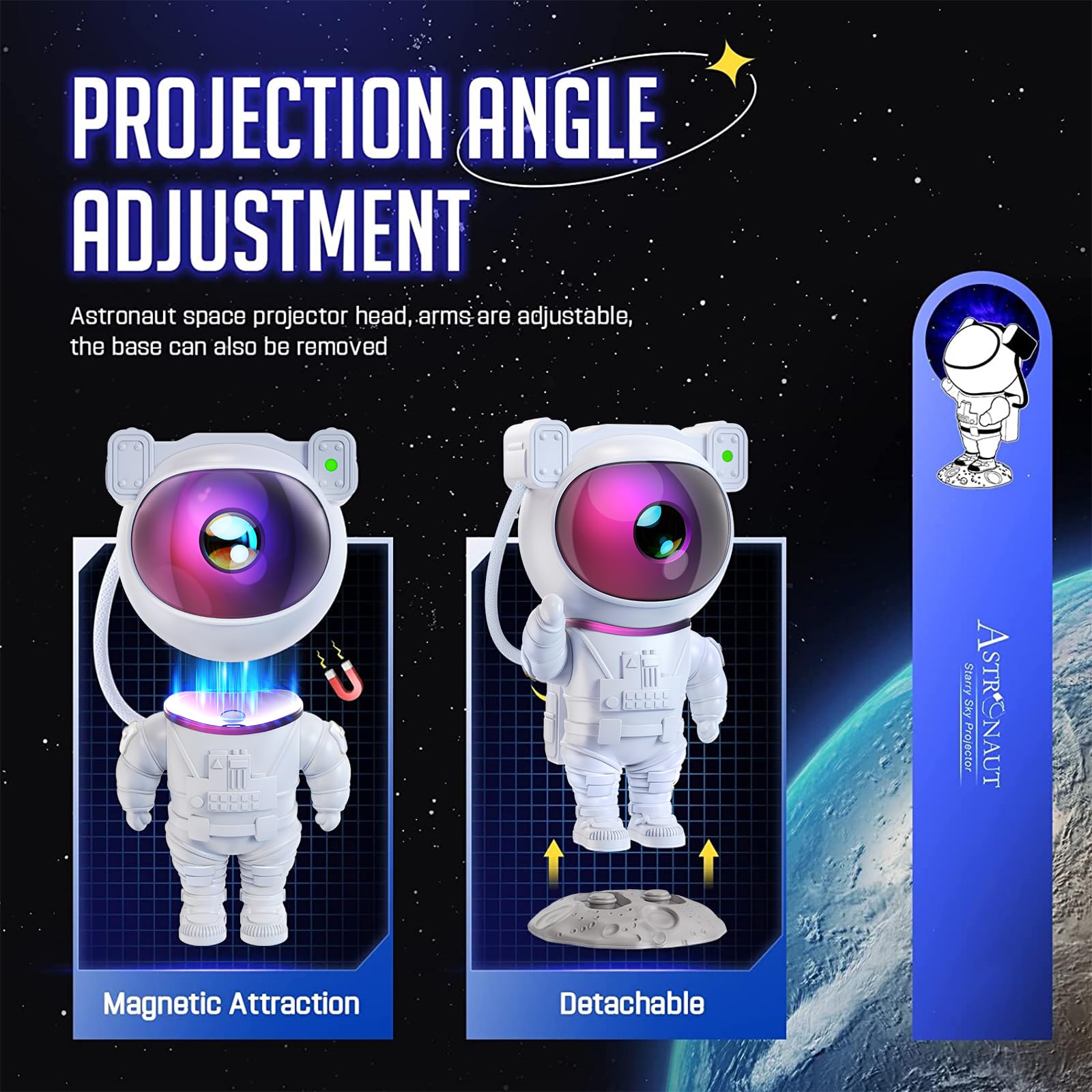 Mooyran Neon Astronaut Galaxy Projector - Limited Edition Star Lights With Timer & Remote
