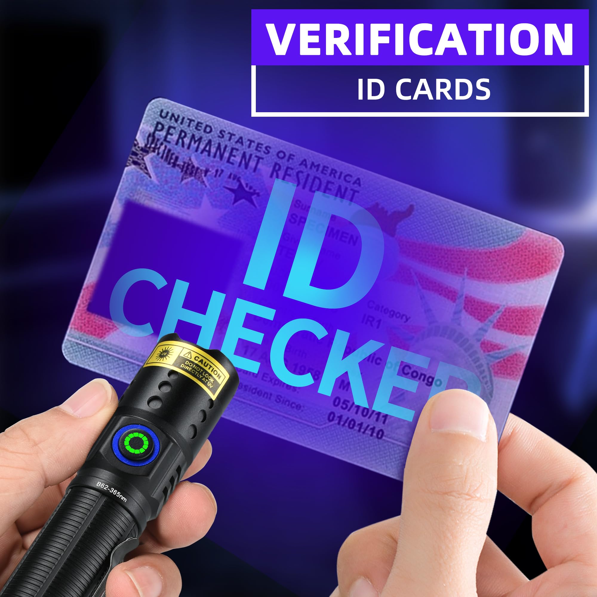 Darkbeam Flashlight Uv Black Light 365Nm - Mini & Powerful Led Ultraviolet Blacklight Flashlights - Rechargeable Woods Lamp For