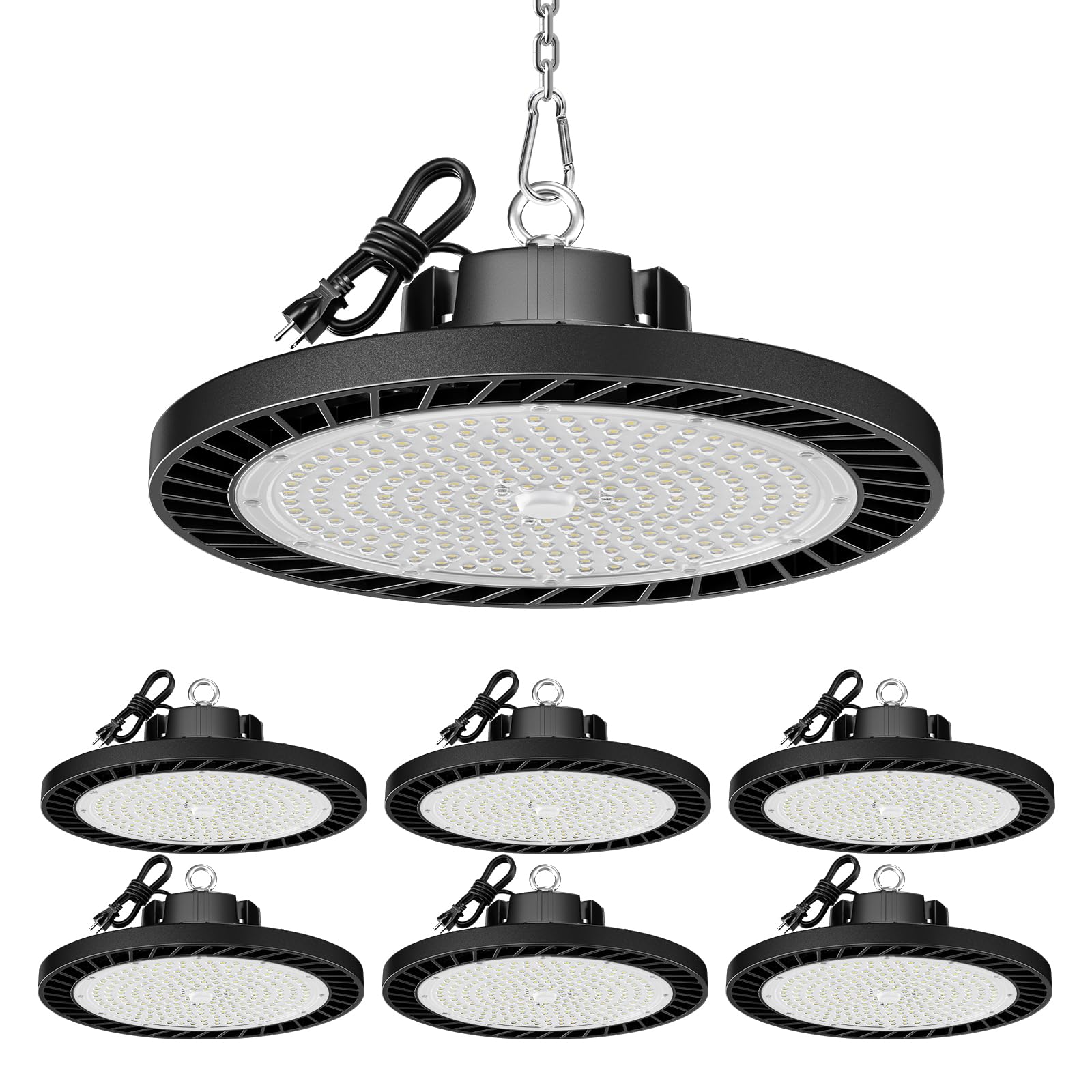 Onlylux Ufo Led High Bay Lights 5000K 150W 6 Pack  Led Shop Lights Commercial Bay Lighting For Garage Workshop Warehouse  Super Bright Daylight  22500 Lm  120V  Power Cord Included