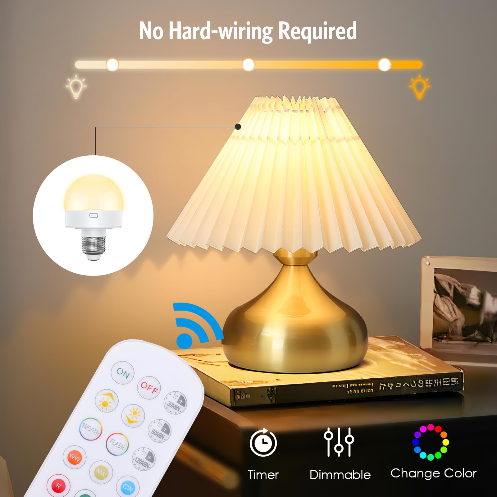 Amir Upgraded Rechargeable Light Bulbs With Remote, E26/E27 Dimmer Led Light Bulbs, Timer And 3 Color Temperatures, Rechargeable