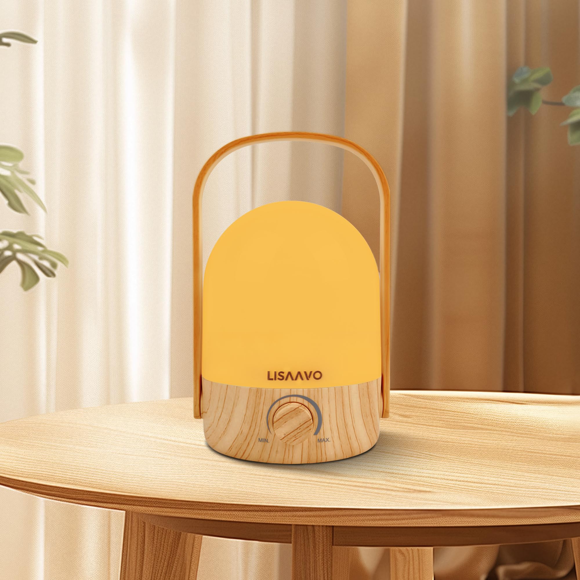 Lisaavo Small Bedside Lamp Portable Cordless Lamps Rechargeable For Bedroom Nightstand Night Table(Wood)