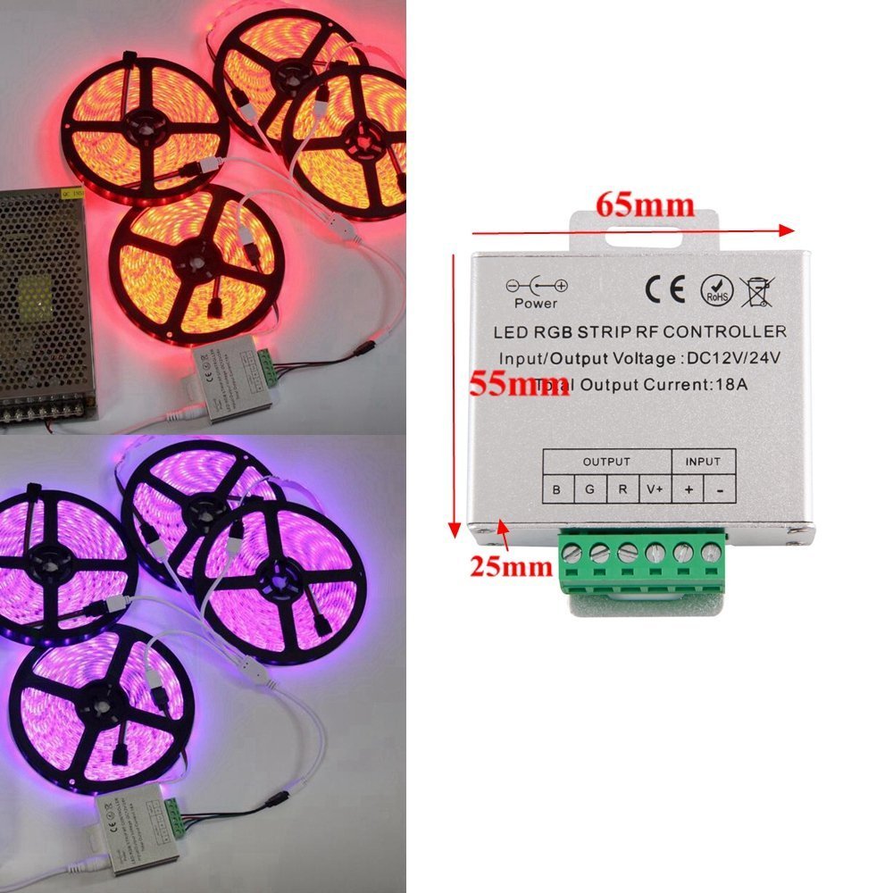 Minbow RGB LED Lights Controller - 18A, 24Key Remote, Compatible with ...