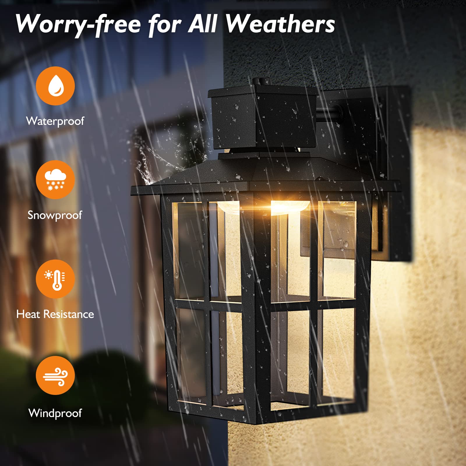 Brightever Outdoor Wall Lantern, 10W LED Waterproof Sconce, 3000K/4000K/6500K, 800LM, Oil Rubbed Bronze, Model 080