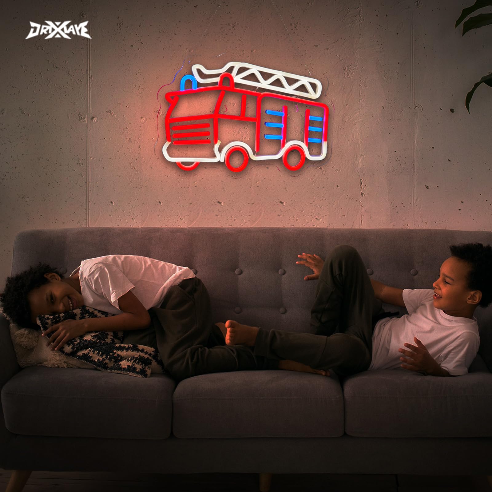 ORIXIAYE Fire Fighting Truck Neon Sign - 10x14.7 inches, Red & White, Wall Decor for Kids, Birthday Gifts for Boys