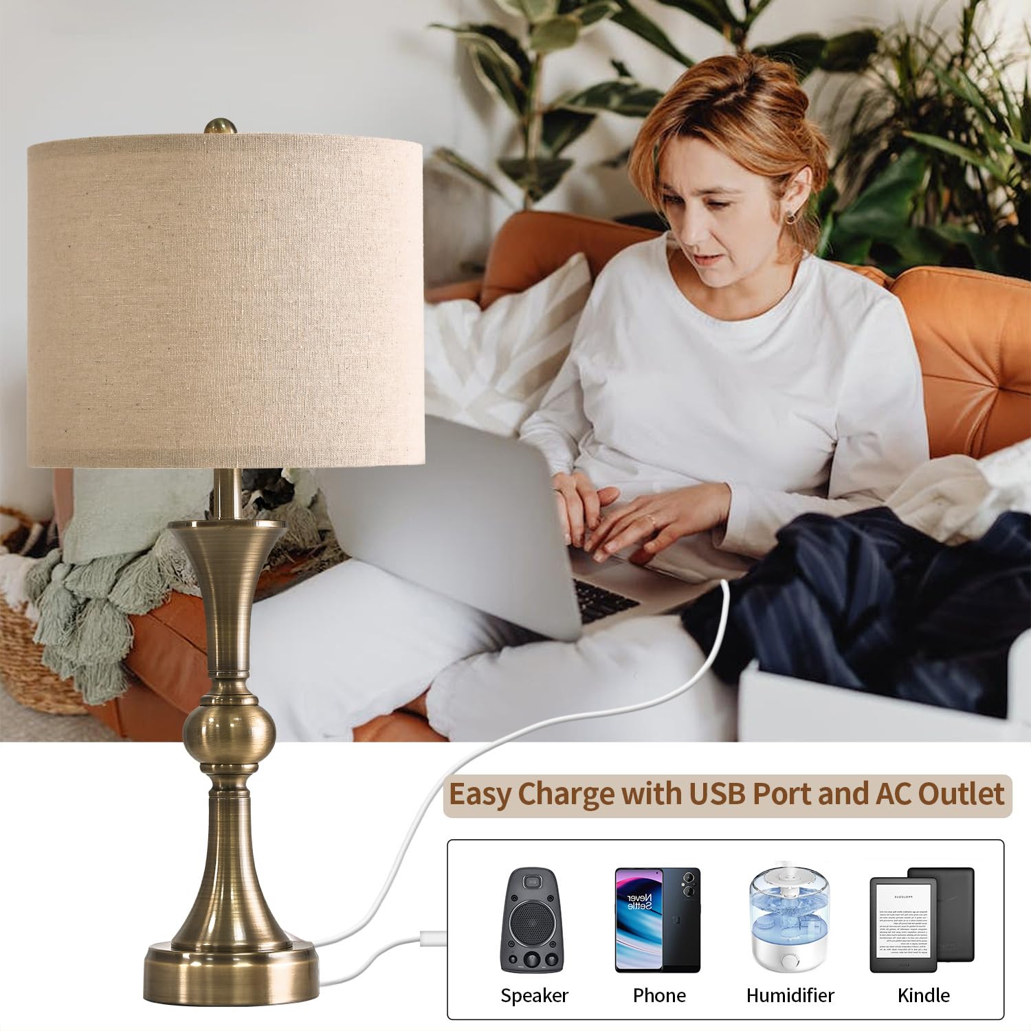 Oyears 28'' Table Lamps For Living Room Set Of 2, Bedside Lamps For Night Stands Bedroom Lamps Farmhouse Lamp End Table Bed Side