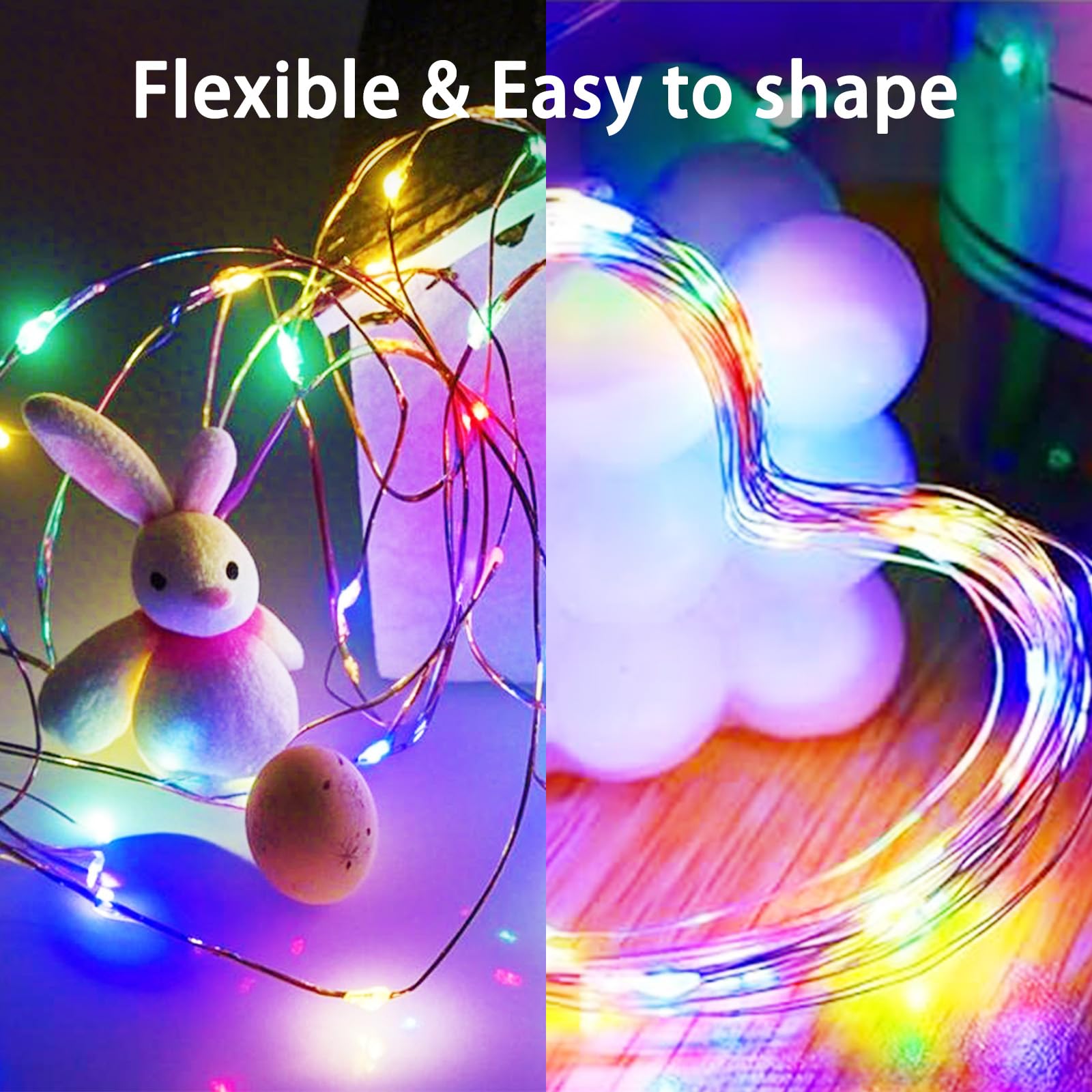 KAQ 4 Pack Fairy Lights, 20FT 60LED, Battery Operated with Remote, Waterproof, Multicolor, String Lights for Indoor/Outdoor Décor