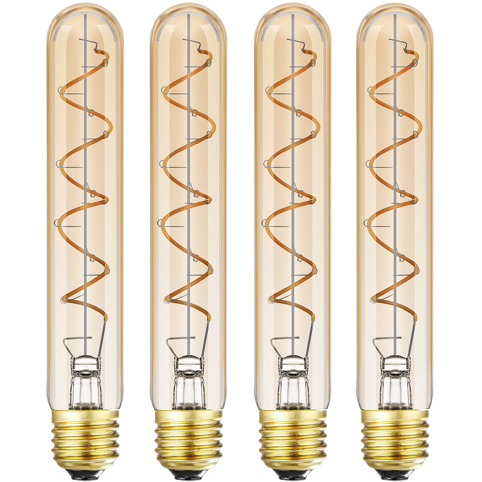 Dimmable T10 Led Bulbs, Warm White 2200K Amber, 7.3Inch Long Tubular Light Bulb, 40 Watt Vintage Edison Led Filament Bulb,400Lm,