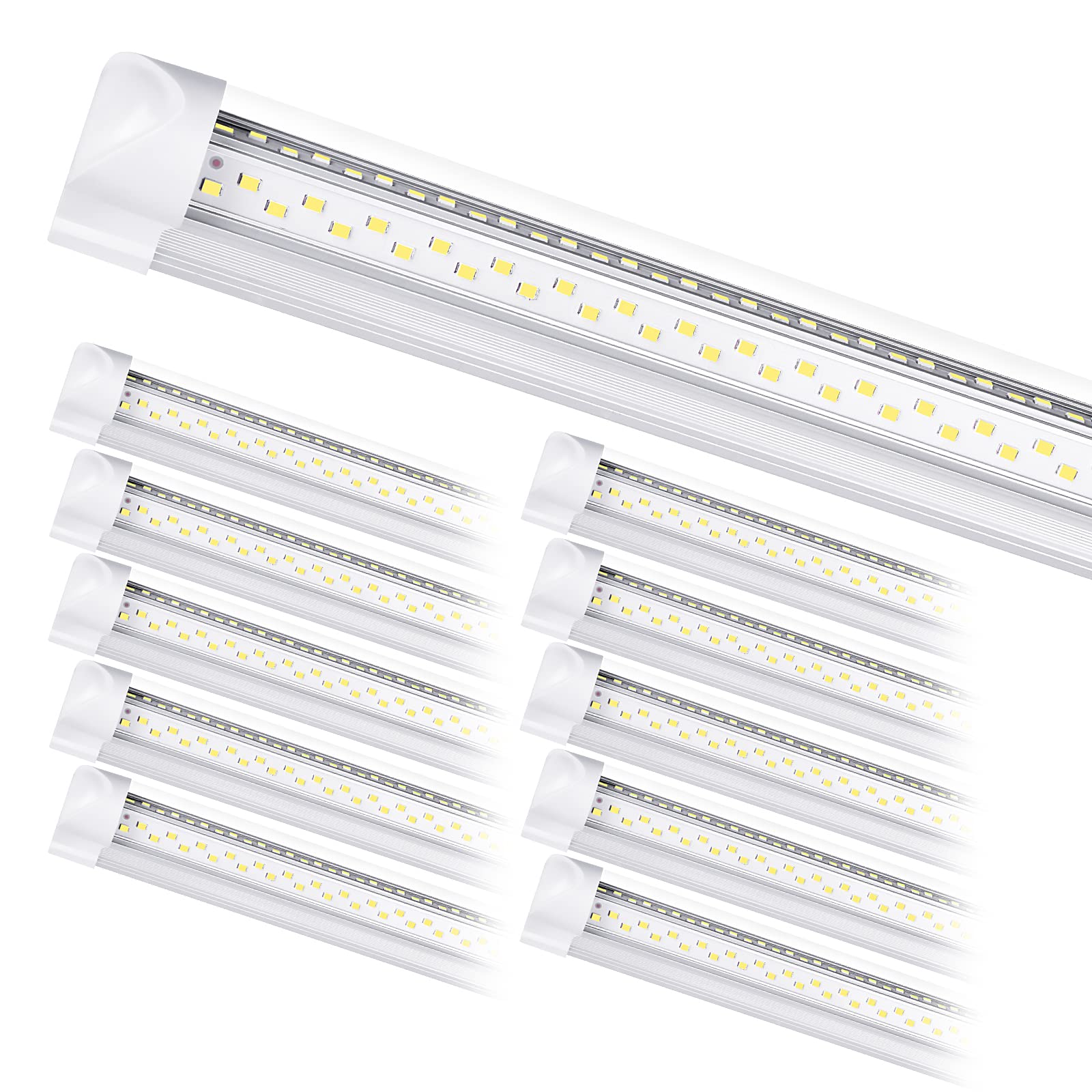 Onlylux 8Ft Led Shop Light Fixture - 8 Foot 100W 15000Lm 6500K, Linkable With Plug Led Lights For Garage,V Shape, 96'' T8 Led Tu