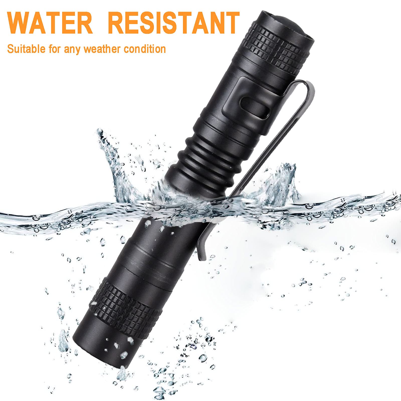 Beieverluck 20 Pack Mini Pen Light Flashlights, Waterproof Led Pocket Lights, Black