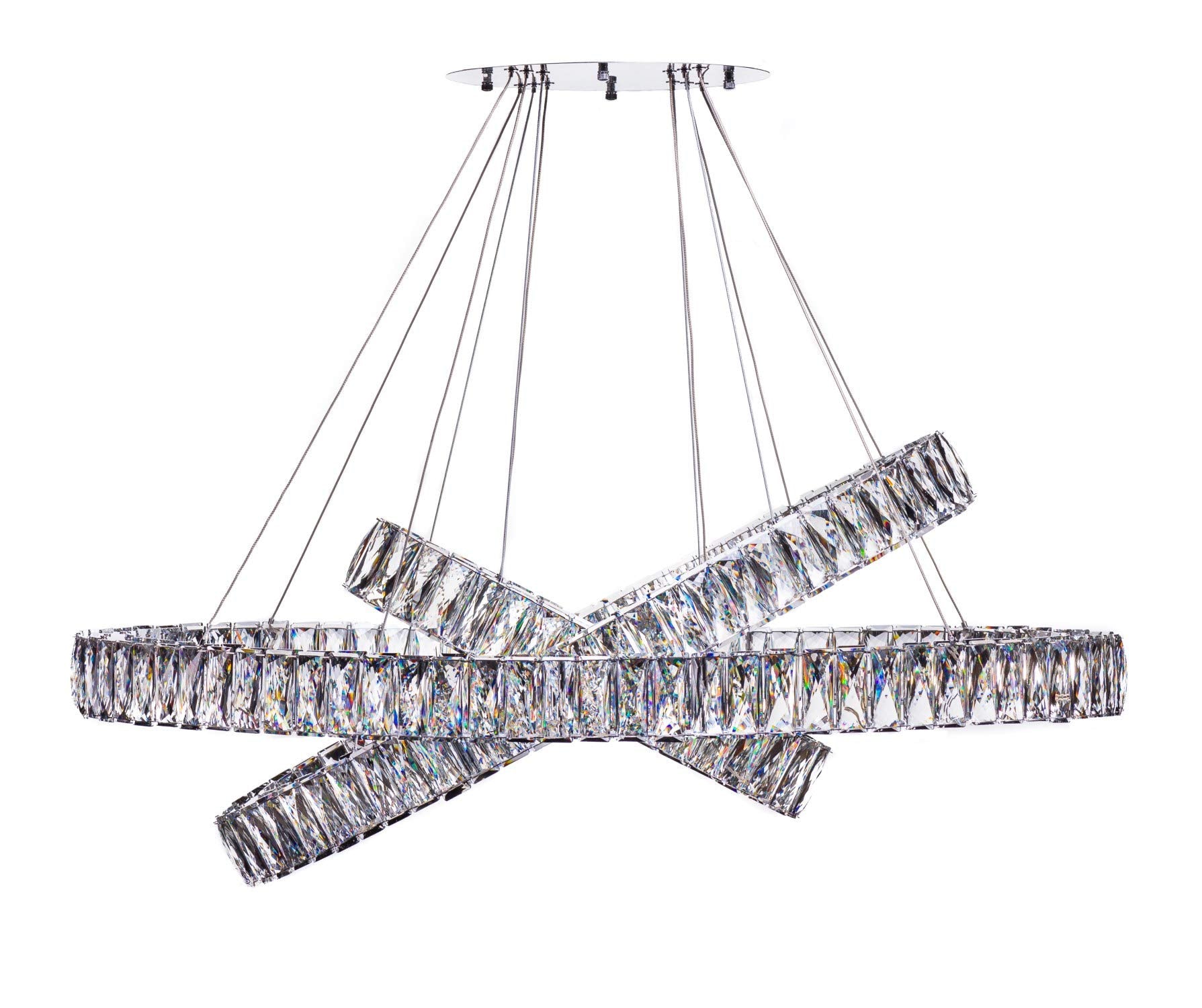 Finesse Decor Crystal Elegance Three Tier Oval Chandelier, Chrome, Model CH-415-RE, Crystal Material