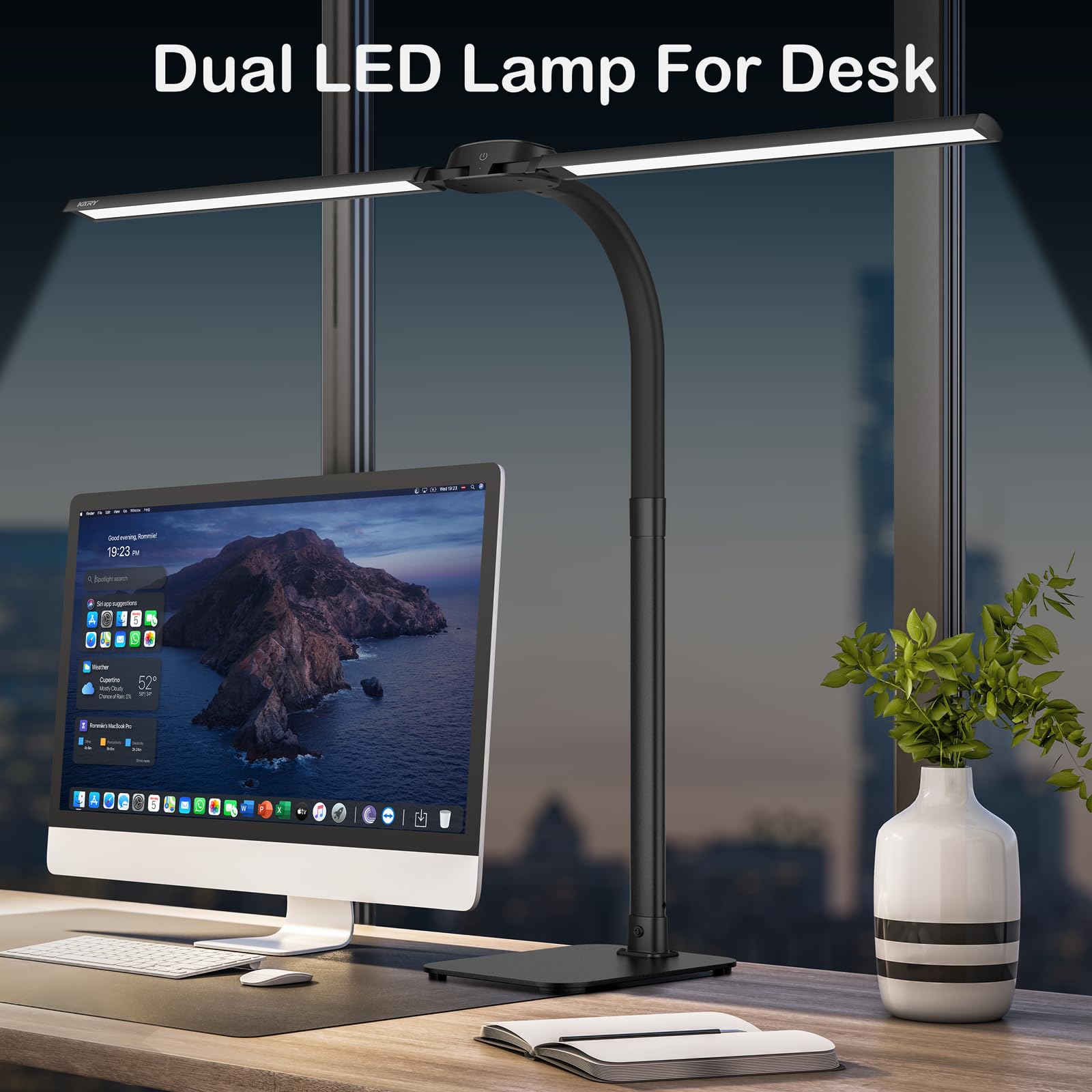 Desk Lamp With Usb Charging Port For Home Office 24W Architect Remote Base Dual Task Led Light Modern 5 Color Modes Dimmable Adj