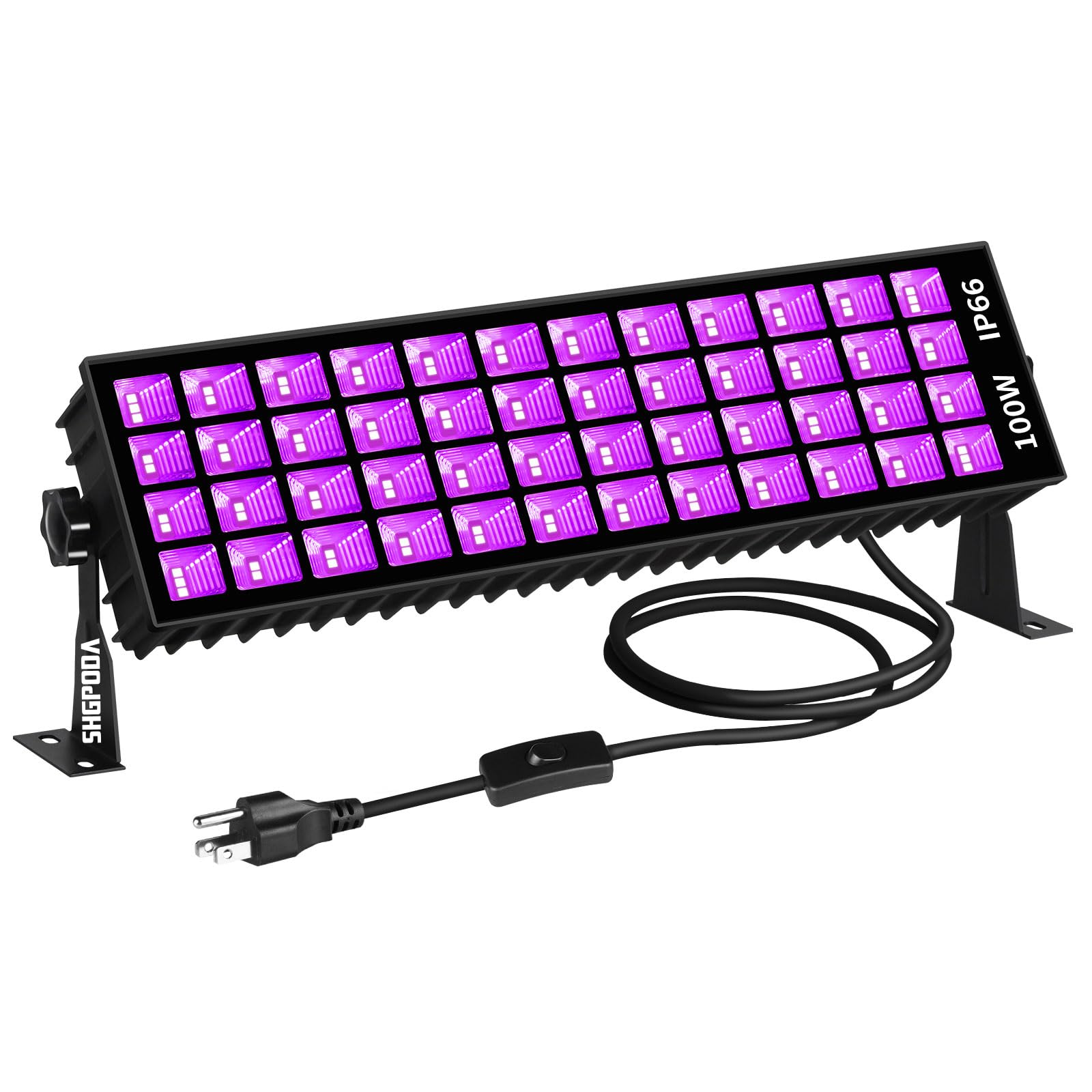 SHGPODA 100W LED Black Light Bar  IP66 Waterproof Blacklight with 6ft Cord+Plug+Switch  Black Lights for Neon Glow Party  Fluorescent Poster  Body Discomfortt  Birthday  Bedroom  Halloween  Christmas